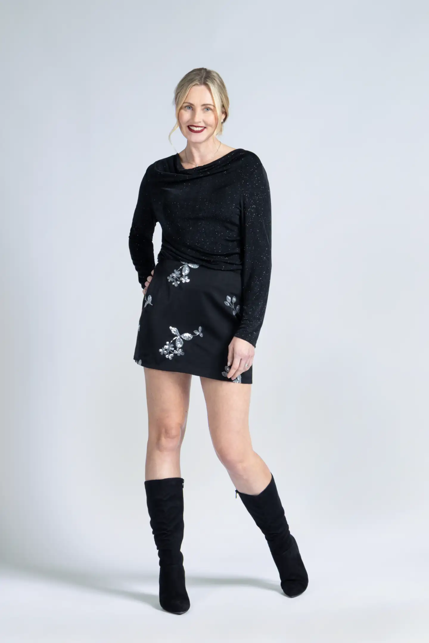 London Fog naisten glitterpusero 213H402521 - Jet Black - 4