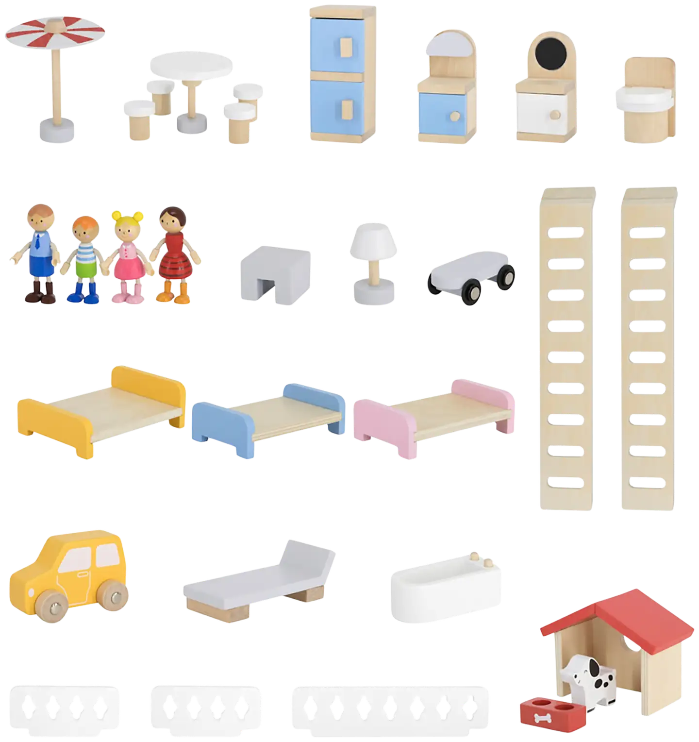 Viga Toys puinen kalustettu nukkekoti - 3