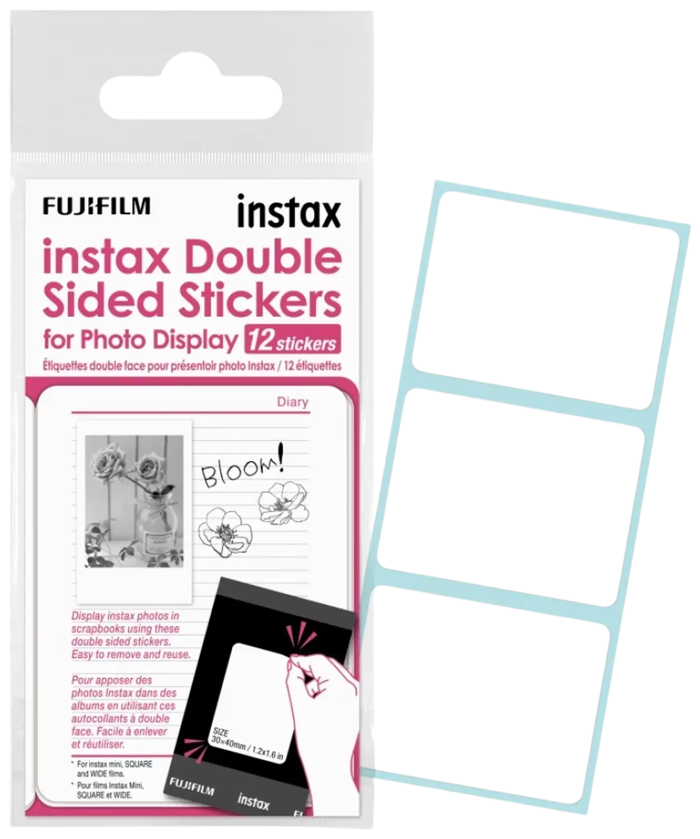 Fujifilm Instax kaksipuoliset tarrat (12 kpl)