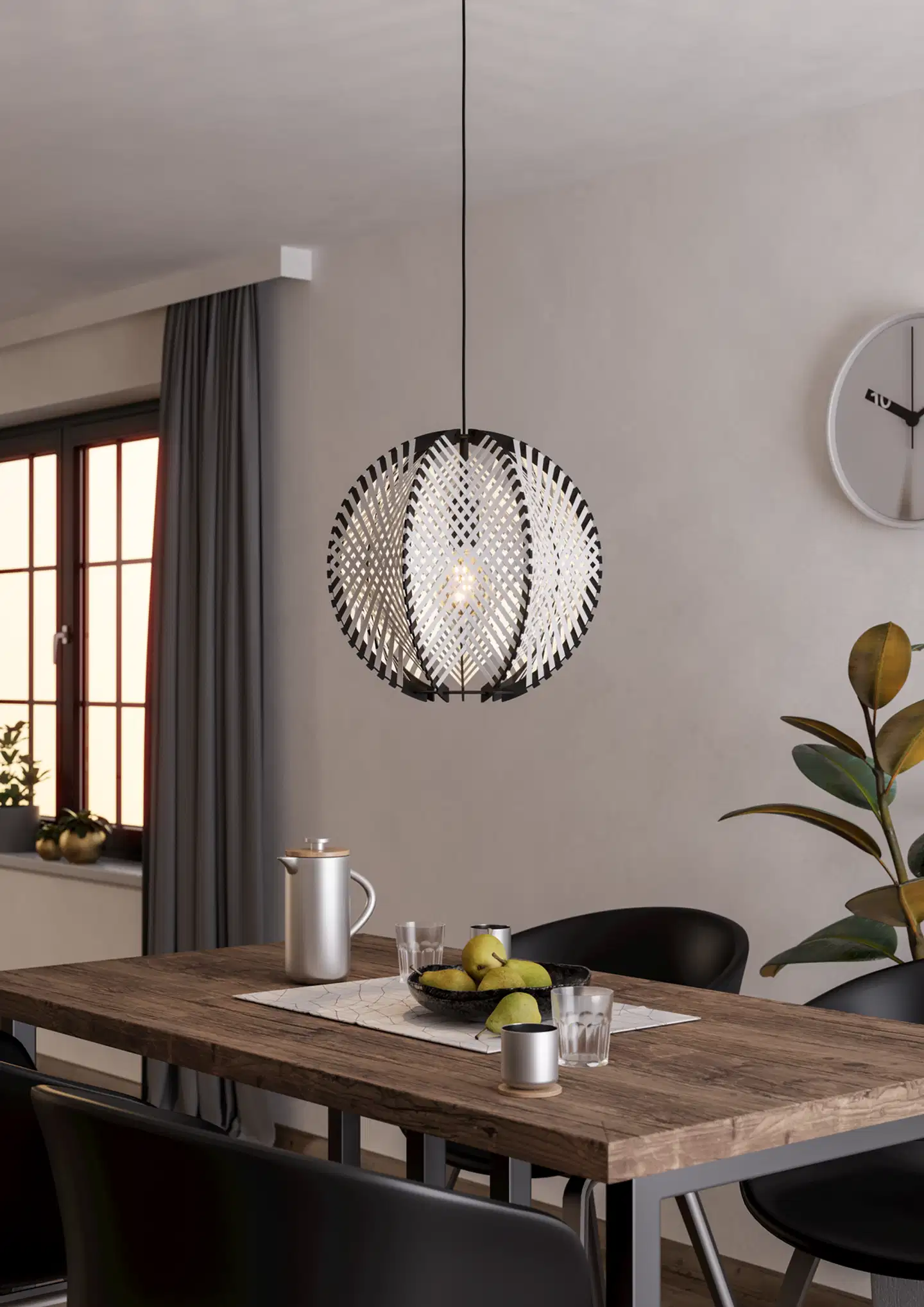 EGLO riippuvalaisin Waverton E27 40 cm musta/valkoinen - 4