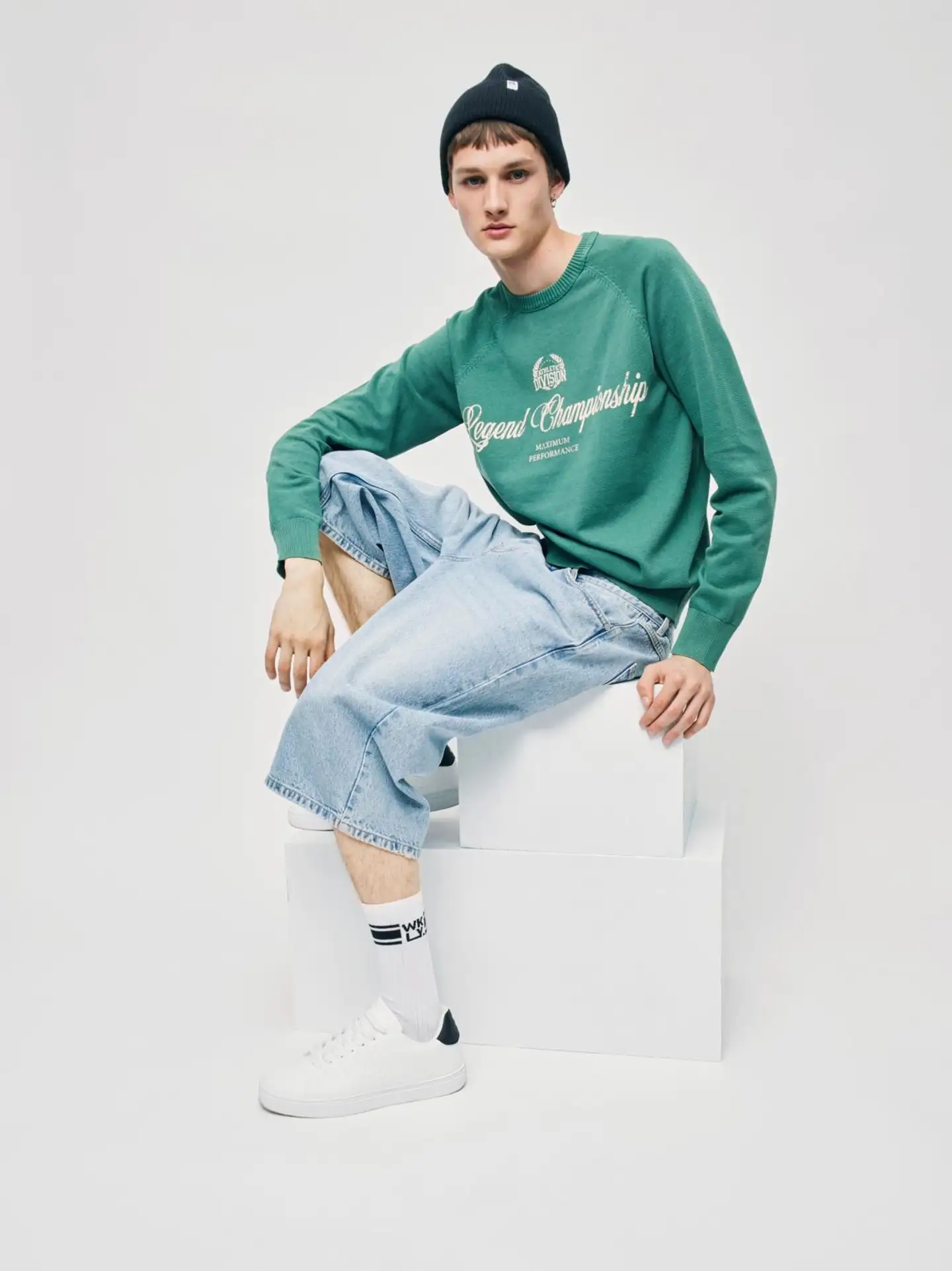 WKLY. miesten neulepusero Legend Championchip - Green acid wash - 3