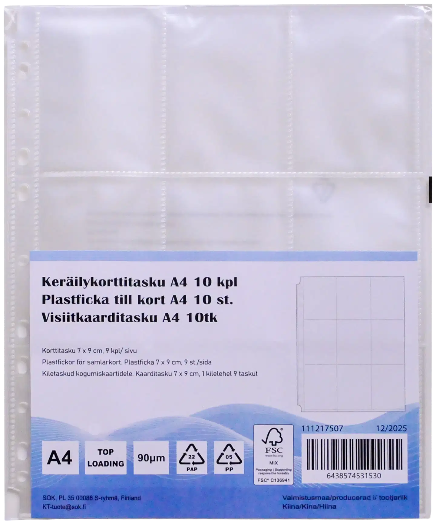 Keräilykorttitasku 7x9 cm 10 kpl - 1