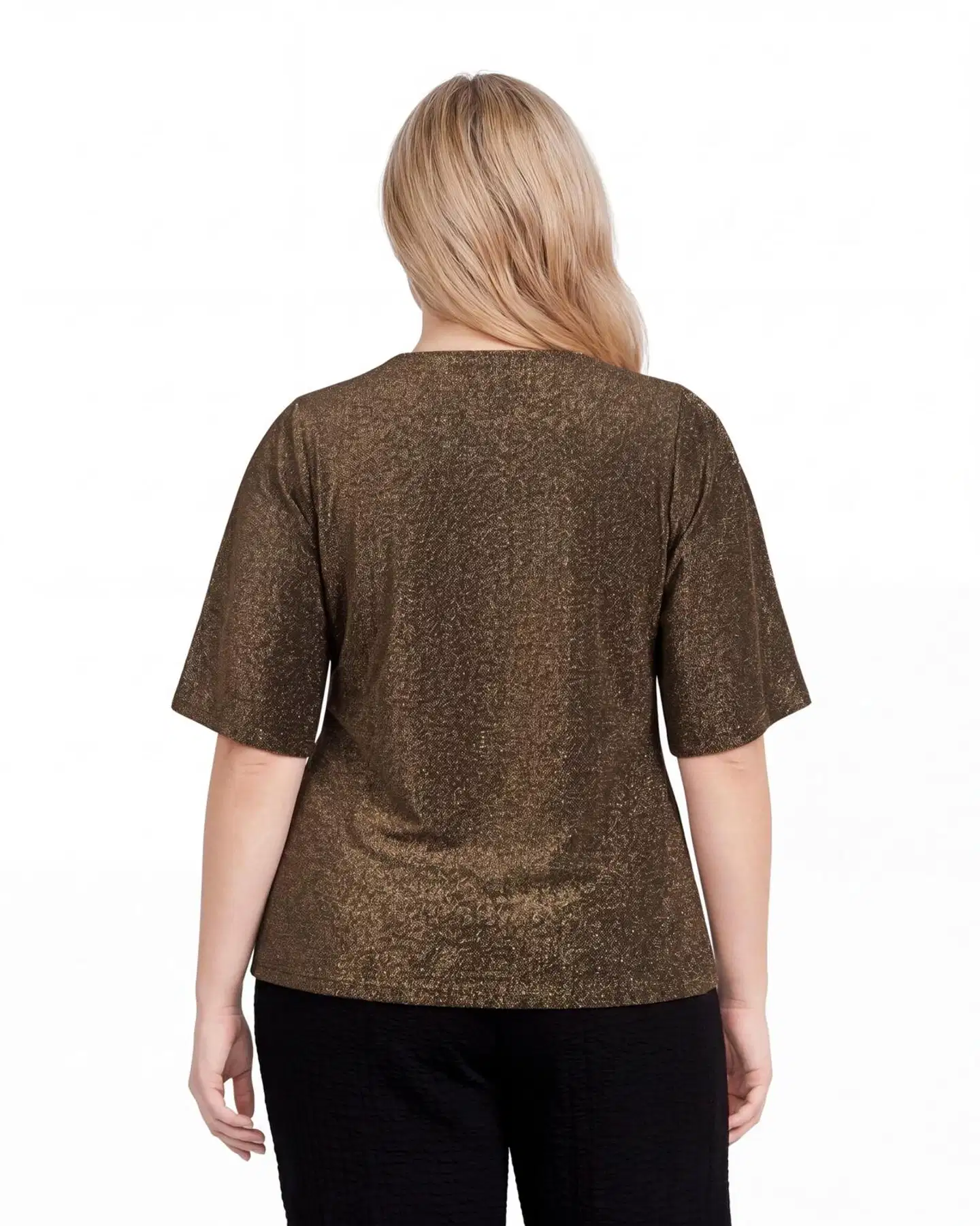 House naisten lyhythihainen glittertoppi 213HP40263, D-mitoitus - Golden - 3