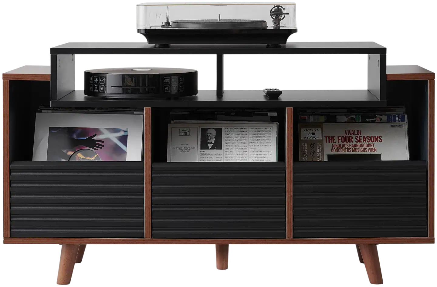 Norstone Oslo Vinyl 1200 -vinyylikaluste musta/pähkinä - 3