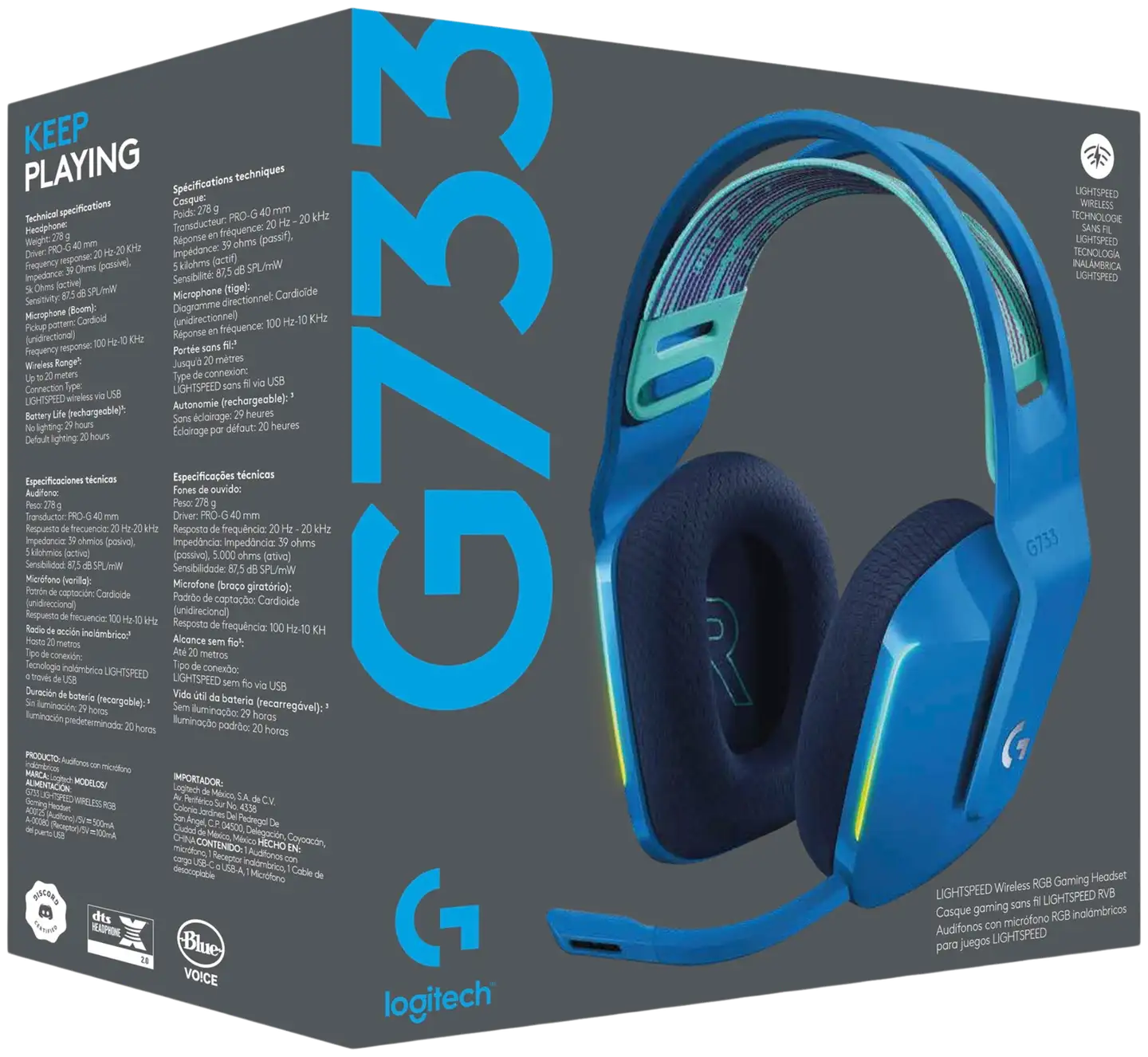 Logitech pelikuuloke Lightspeed G733 sininen - 7