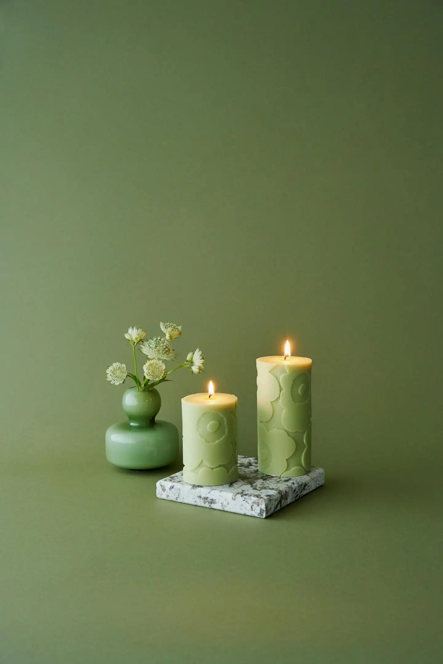 Marimekko Unikko vaaleanvihreä pöytäkynttilä 1kpl/6,5x10cm - 2