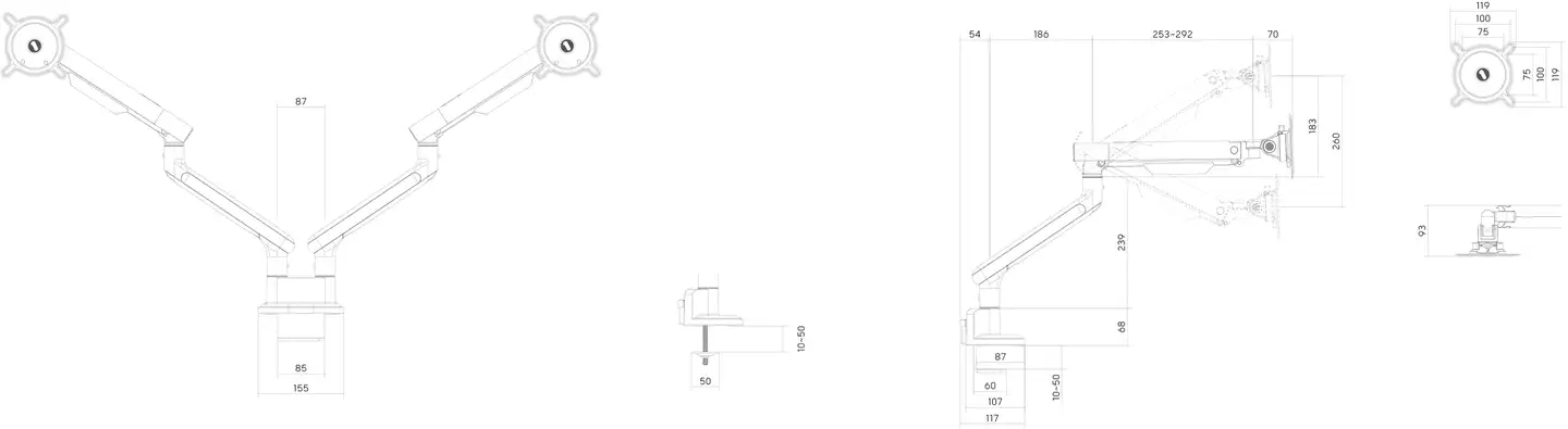 One For All DM7210 Monitorivarsi kahdelle monitorille, musta - 8