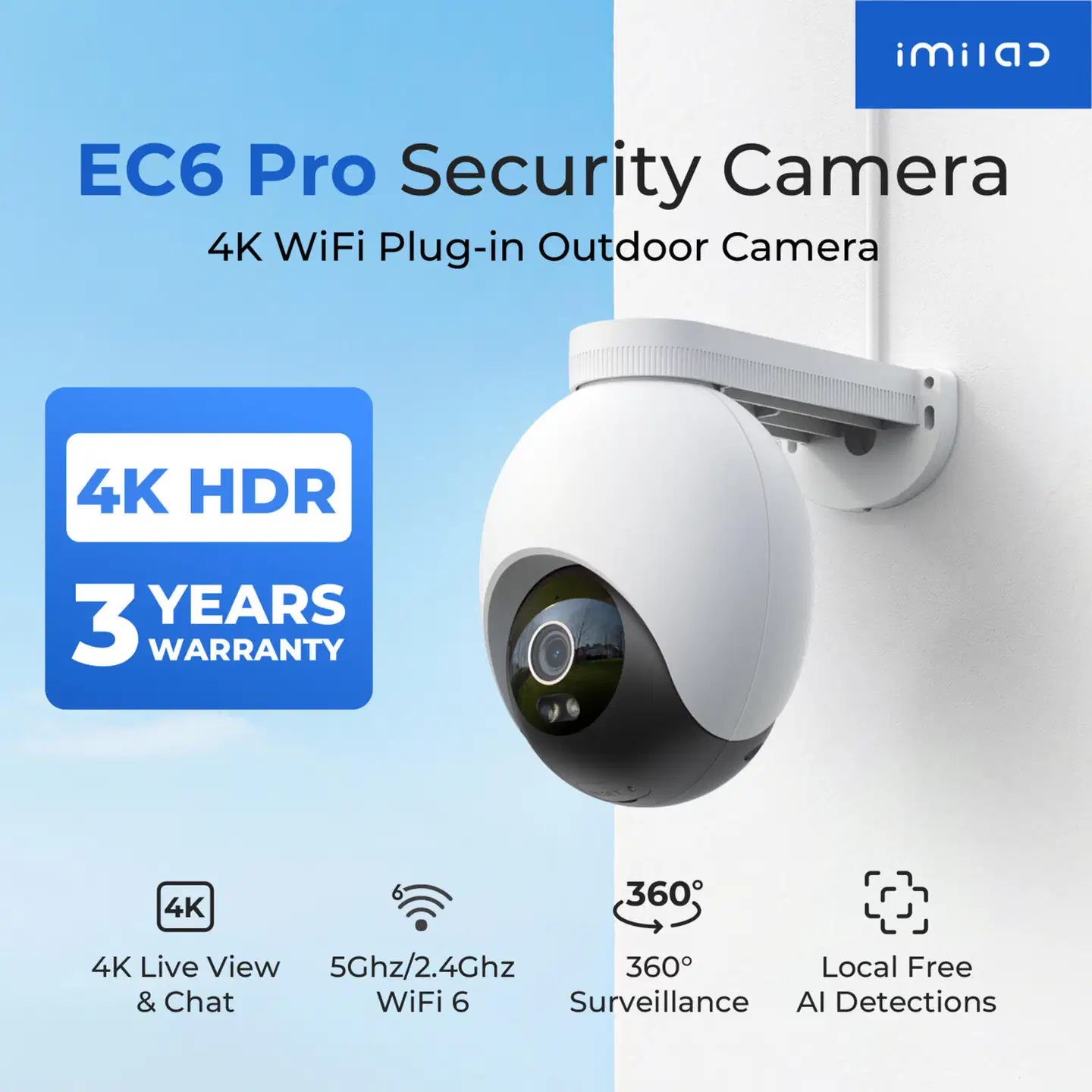 Imilab EC6 Pro 4K WiFi -valvontakamera ulkokäyttöön CMSXJ120A - 13