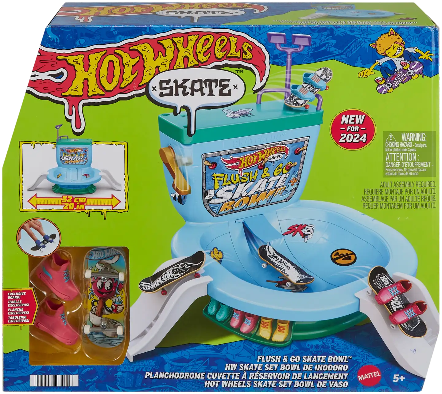 Hot Wheels Skate Flush & Go Skate Bowl -sormiskeittileikkisetti - 7