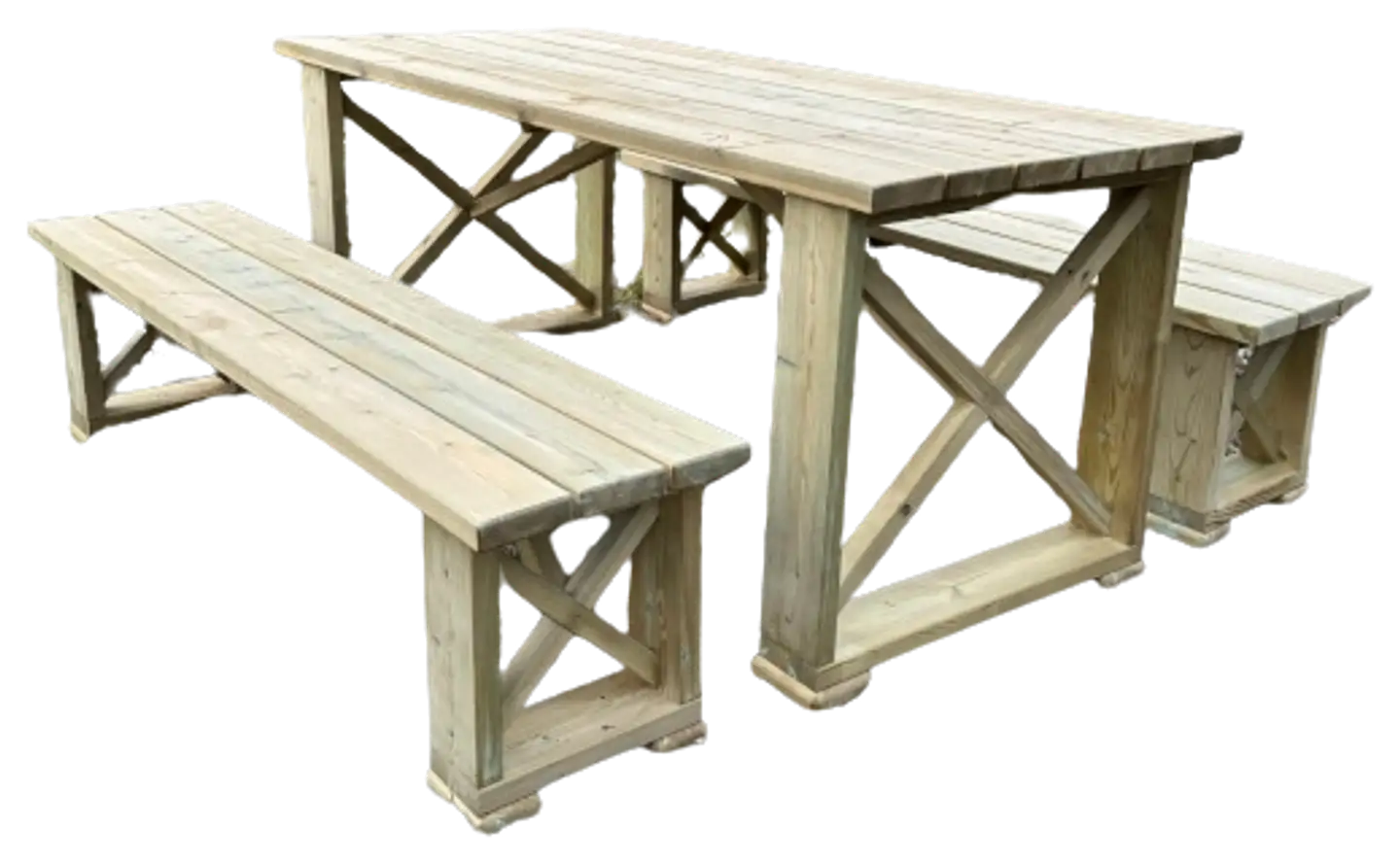 Tammiston Puu Ruska-ryhmä 170cm pöytä + 2-penkkiä, kestopuu vihreä - 2