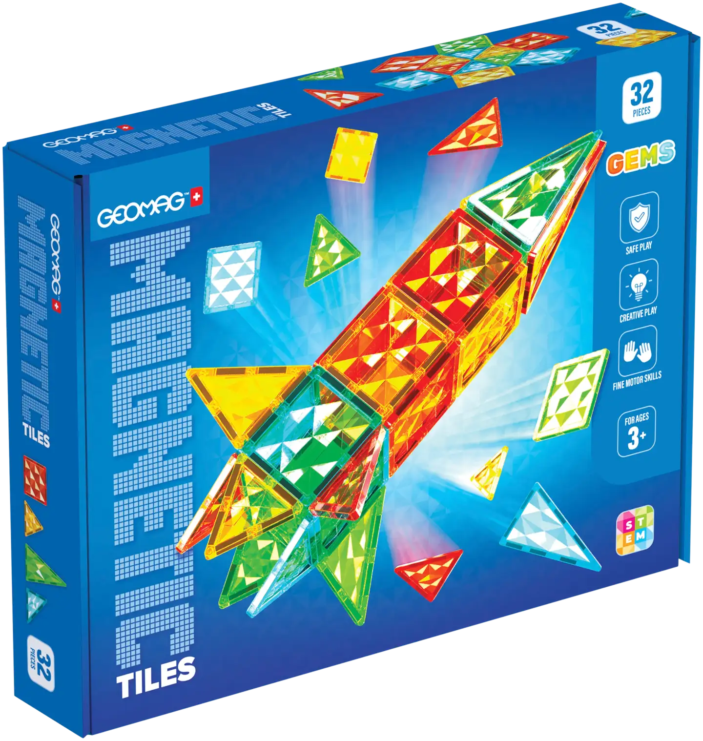 Geomag Magnetic Tiles Gems Raketti -magneettirakennussetti 32 osaa - 1