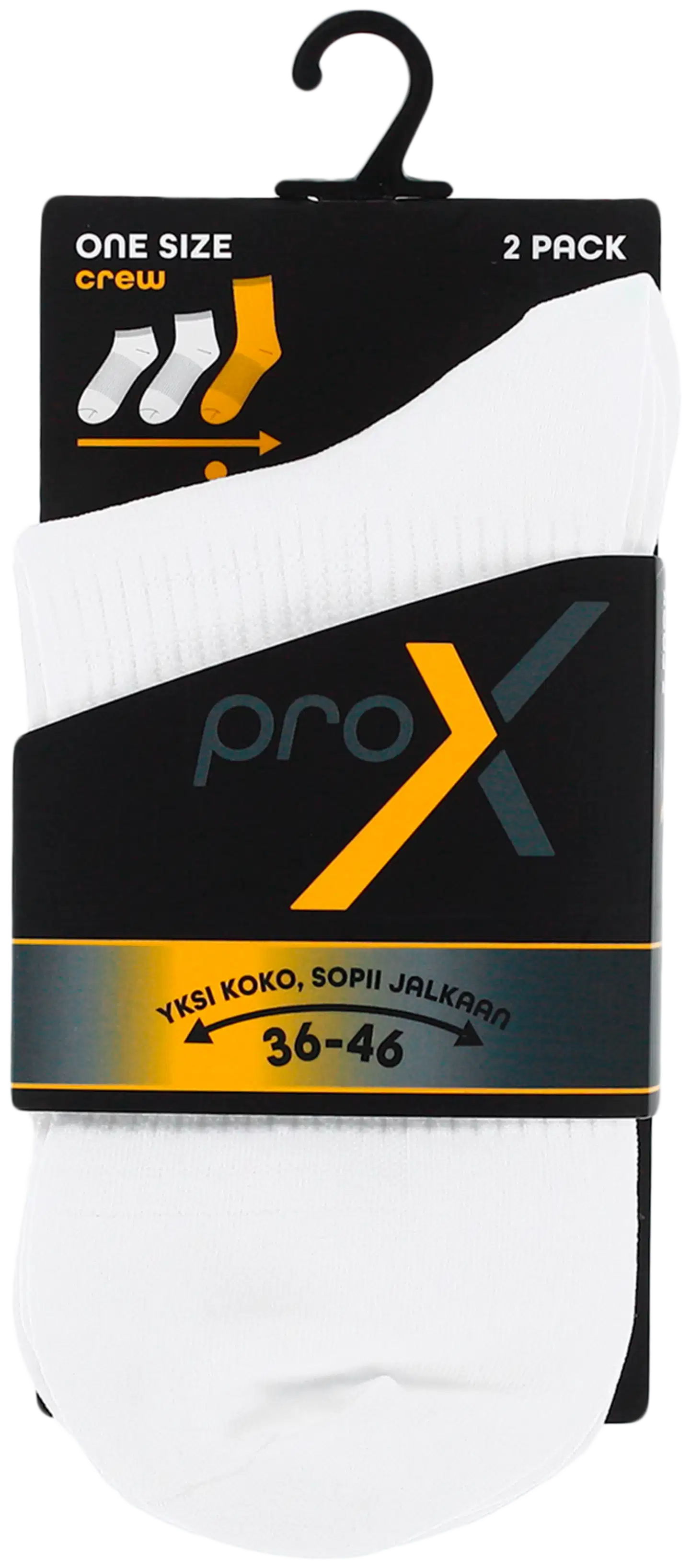 Pro-X Unisex treenisukat 2P crew - Valkoinen - 2