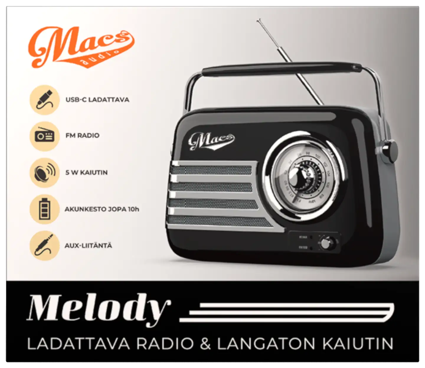 Macs radio Bluetooth kaiuttimella Melody musta - 3