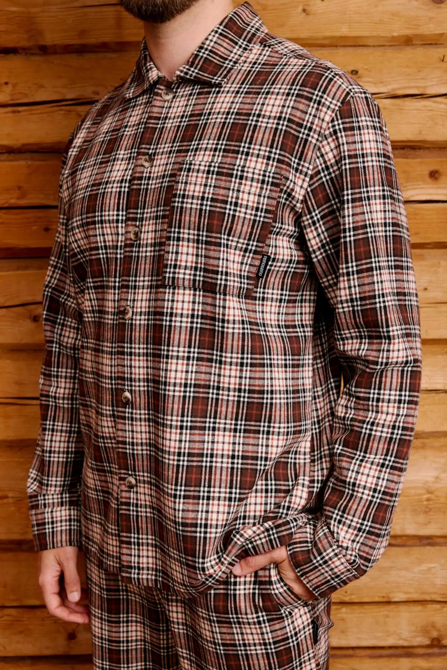 Reino&Aino miesten flanellipyjama - BROWN - 6