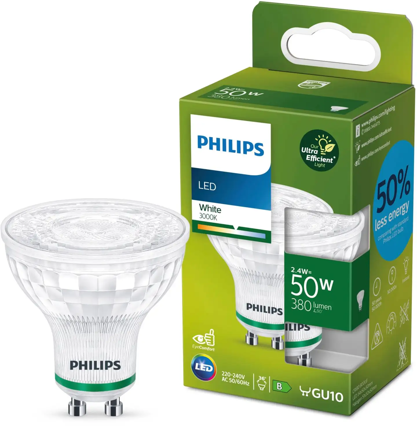 Philips LED kohdelamppu Ultra Efficient GU10 400lm 3000K lämmin valk. - 3