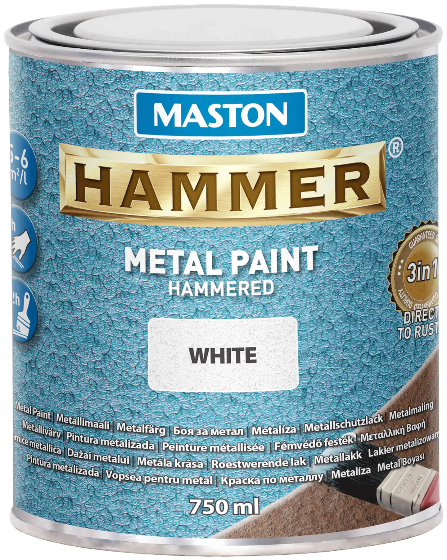 Maston metallimaali Hammer Vasaralakka valkoinen 750 ml - 1