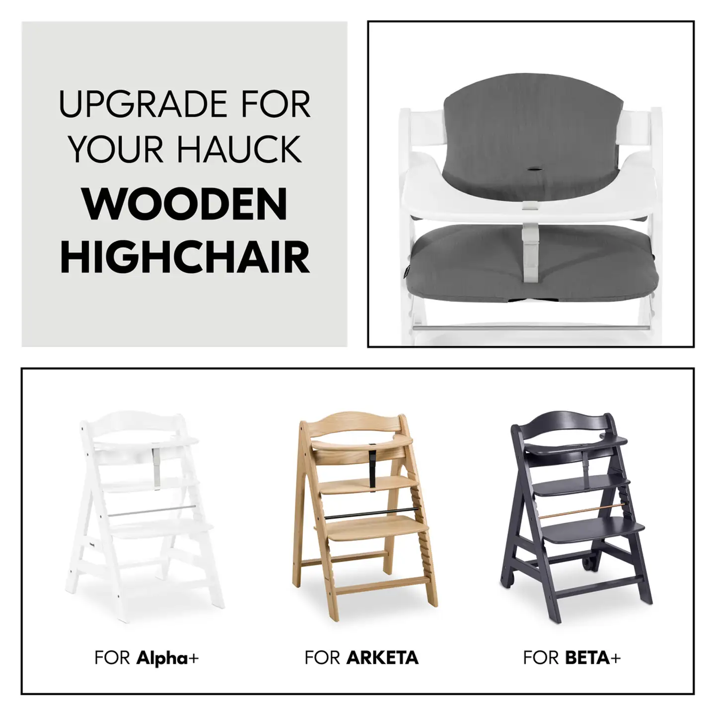 Hauck pehmustesetti syöttötuoliin Highchair Pad tummanharmaa - 14