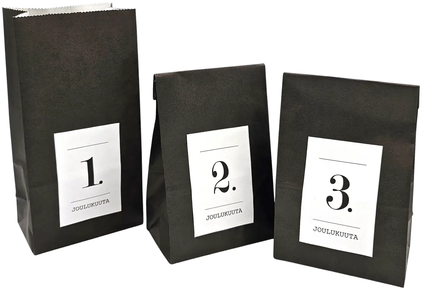 J.K. Primeco DIY-Joulukalenteri Pussit ja numerotarrat musta 24kpl - 2