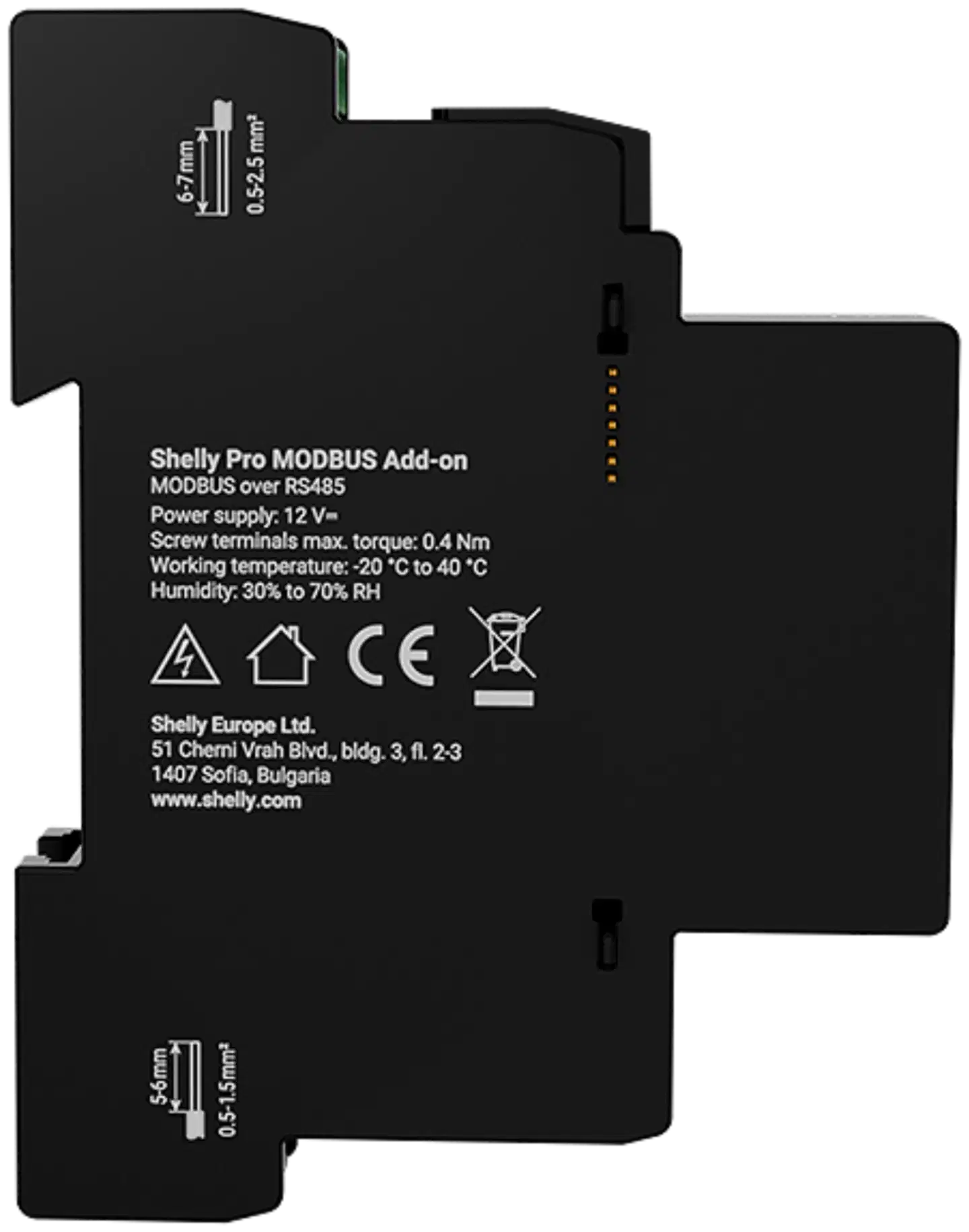 Shelly Pro Modbus Add-on RS485 - Modbus-lisäosamoduuli Shelly Pro -laitteille - 3
