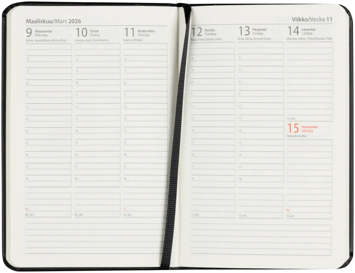 Taskukalenteri A6 musta - 2