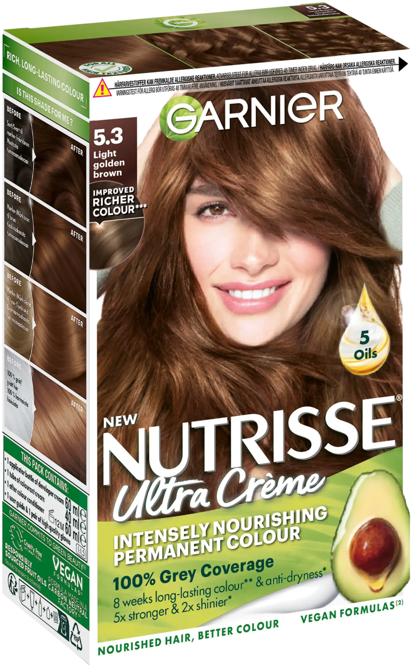 Garnier Nutrisse Ultra Creme 5.3 Light Golden Brown Vaalea Kullanruskea kestoväri 1kpl - 1