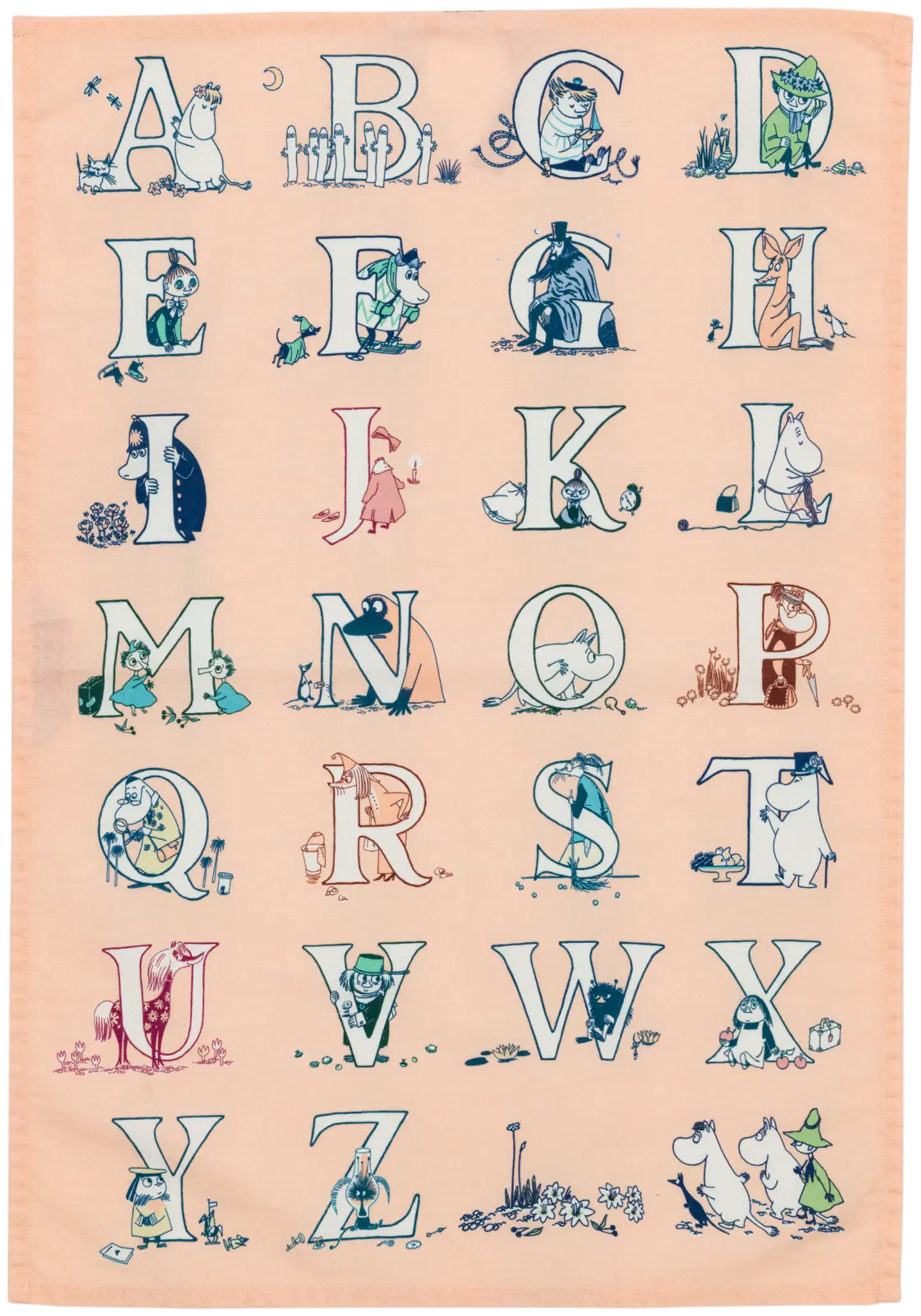 Moomin Arabia Muumi keittiöpyyhesetti 50x70 Aakkoset GOTS - 2