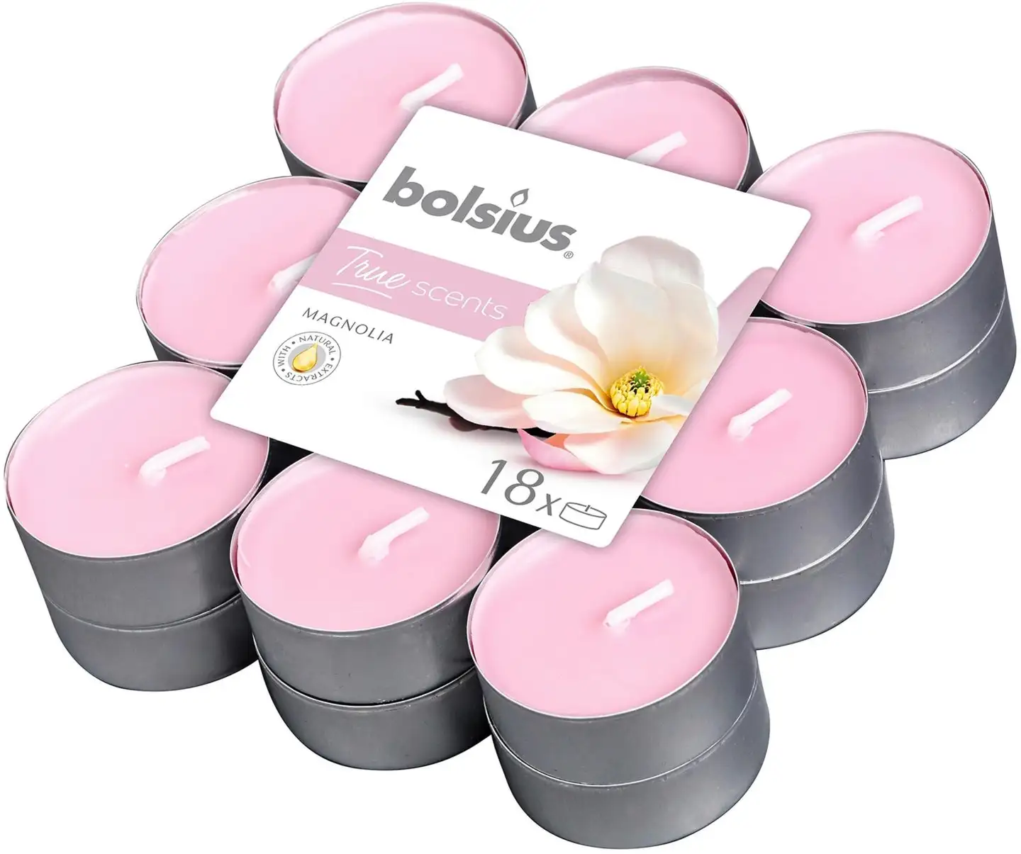 Bolsius True Scents – tuoksulämpökynttilät – Magnolia – pinkki – 18 kpl/pakkaus - 2