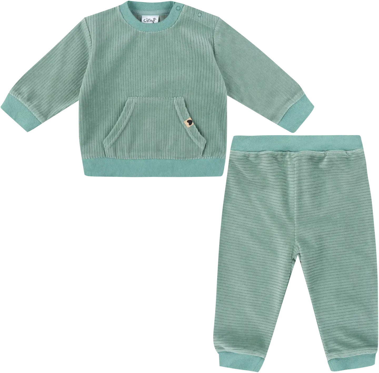 Ciraf vauvojen veluurisetti paita & housut 250B254182 - 16-5808tcx iceberg green - 1