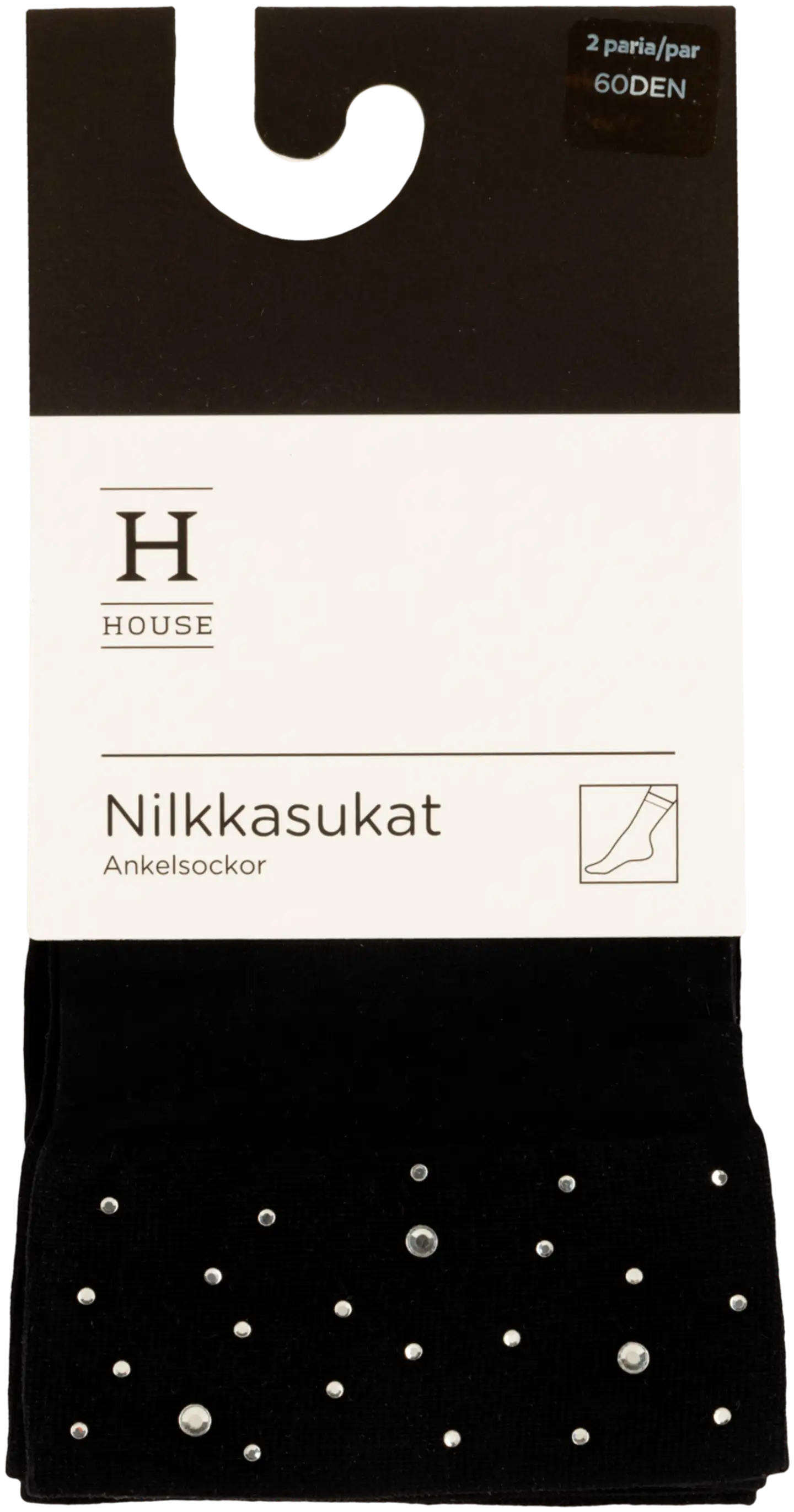 House naisten nilkkasukat timantti 2-pack DSUH042402 - BLACK - 2