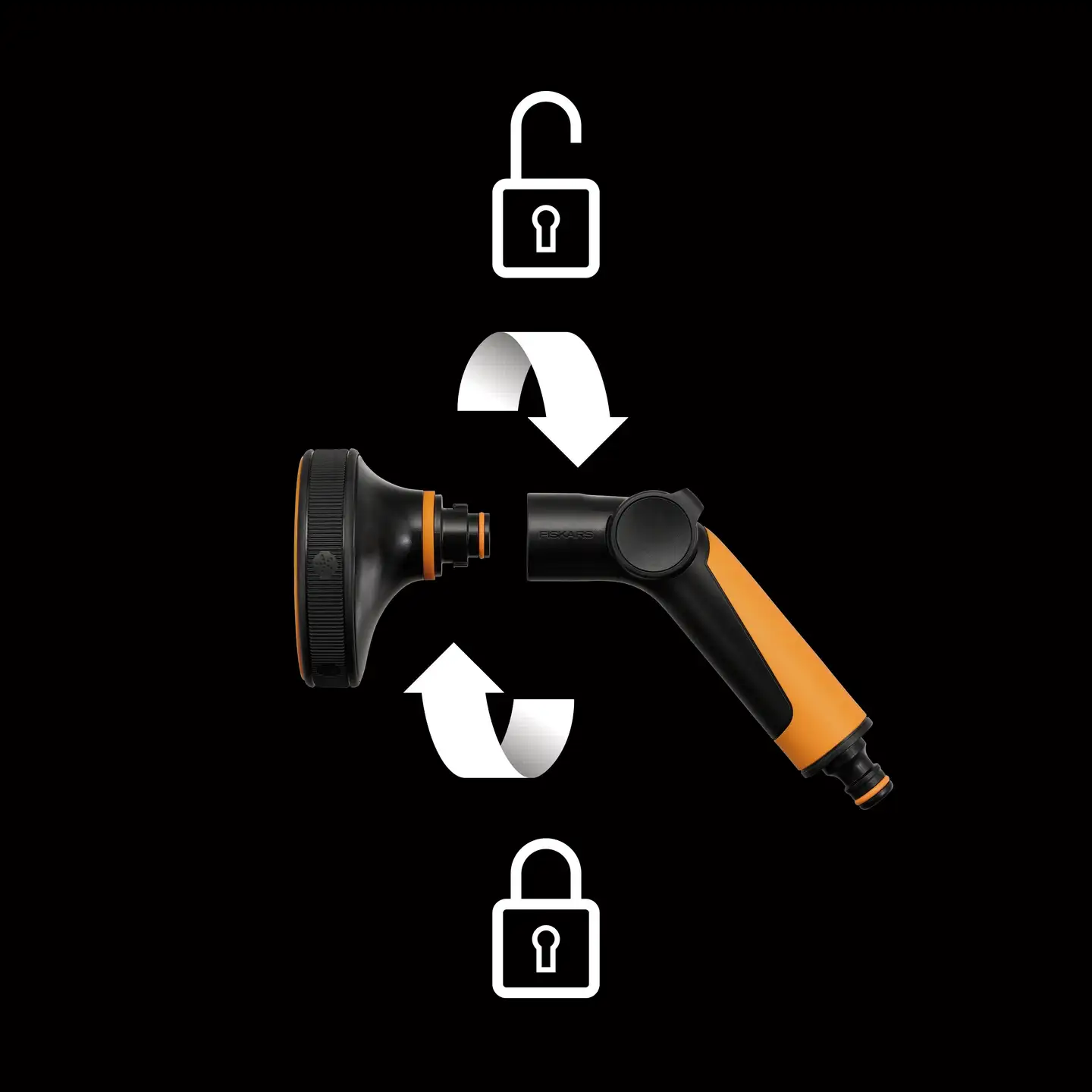 Fiskars kastelupistooli + STOP pikaliitin 13mm - 2