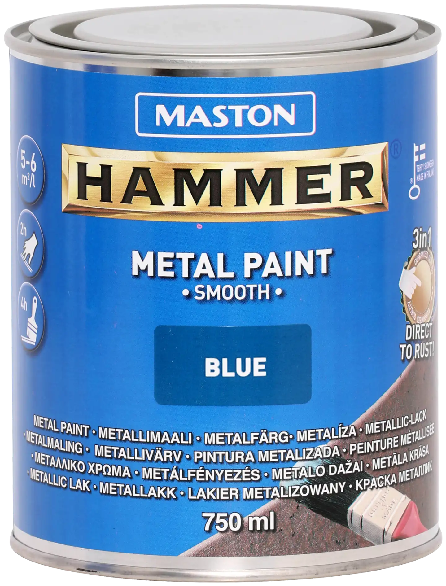 Maston metallimaali Hammer Sileä sininen 750 ml - 1