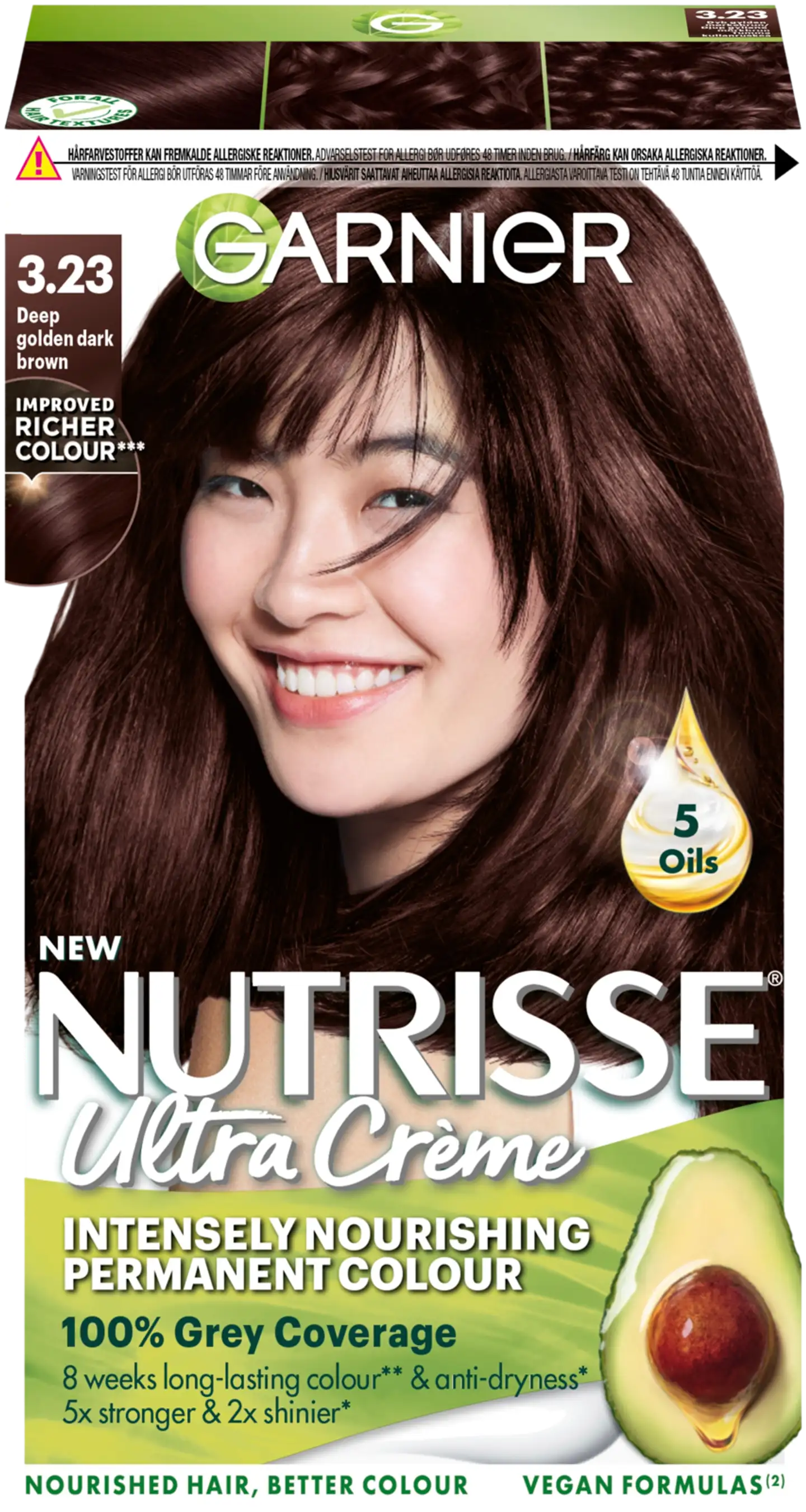 Garnier Nutrisse Ultra Creme 3.23 Deep Golden Dark Brown Tumma Kullanruskea kestoväri 1kpl - 2