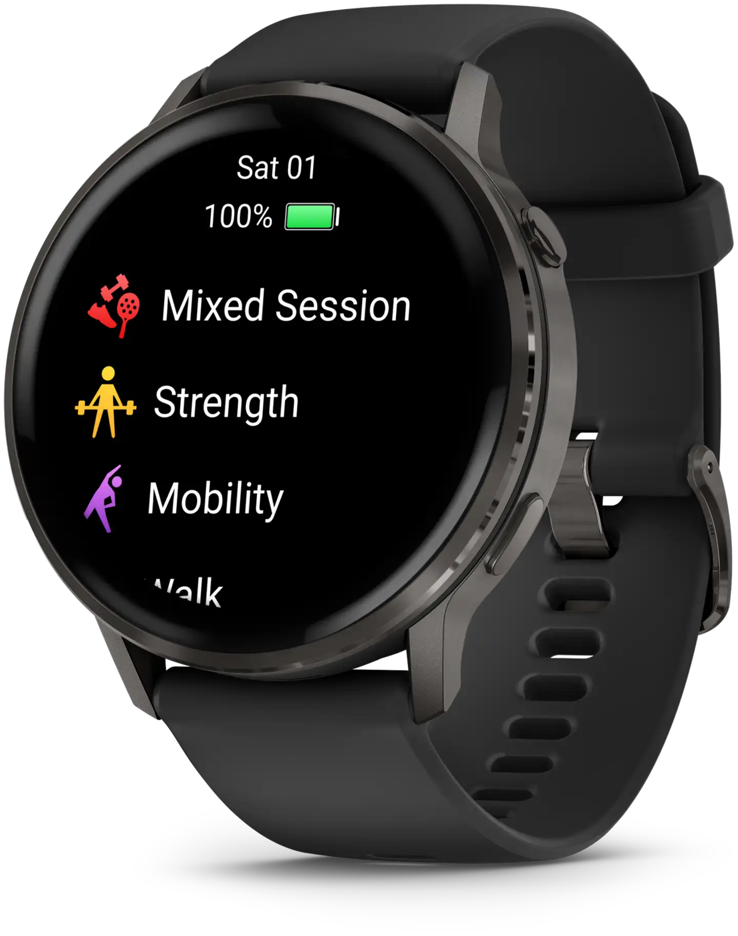 Garmin älykello Venu 4 – 45 mm, tummaharmaa, musta silikoniranneke - 2