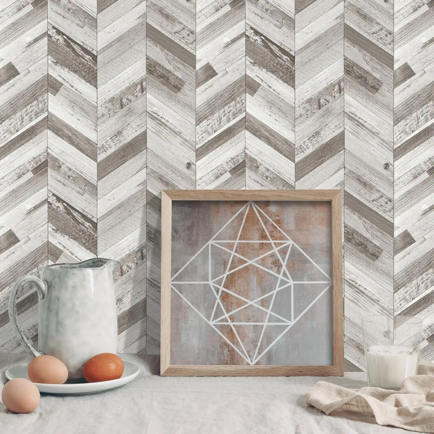 D-C-Fix 270-4004 Premium itseliimautuva seinälaatta. Laatan koko 29,6 cm x 25,3cm. Kalanruotokuvioinen laatta. - 3