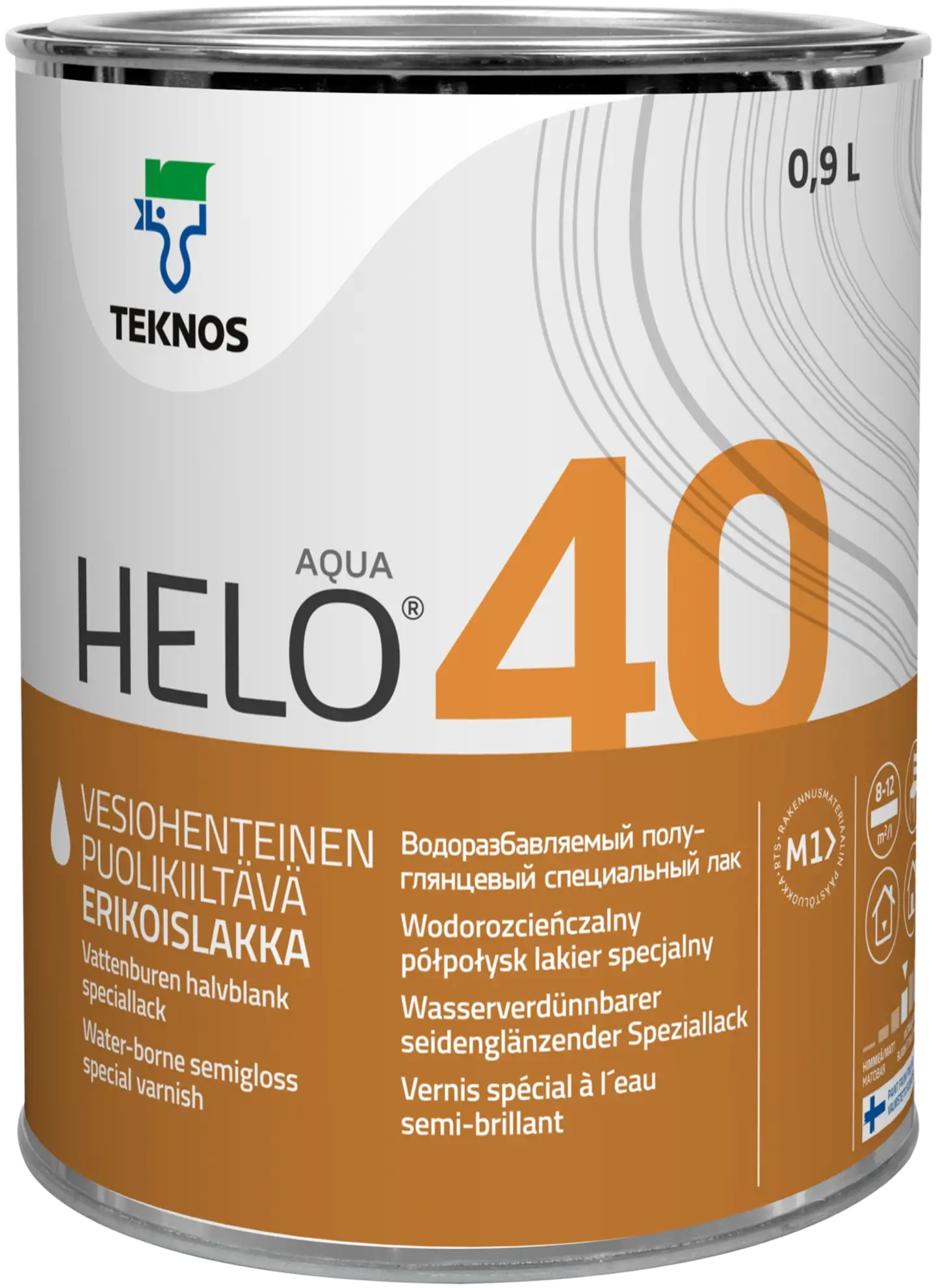 Teknos erikoislakka Helo Aqua 40 0,9 l väritön sävytettävissä puolikiiltävä