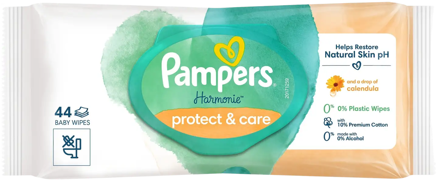 Pampers Harmonie protect & care 44kpl puhdistuspyyhe