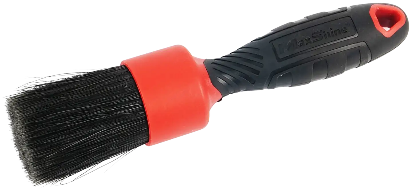 Maxshine 704626-R sekoiteharjaksinen lyhyt yksityiskohtaharja – 20 % villisian karvaa, 80 % PET-harjaksia, ergonominen kumikahva, tarkkaan puhdistukseen sisä- ja ulkopinnoilla - 1