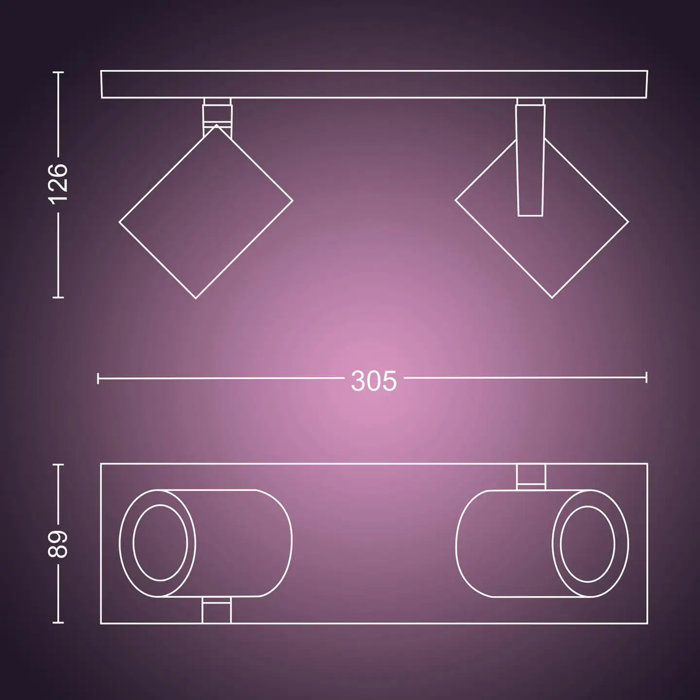 Philips Hue Argenta -kohdevalaisin kahdella spotilla 4.2W 2000-6500K 800LM valkoinen - 3