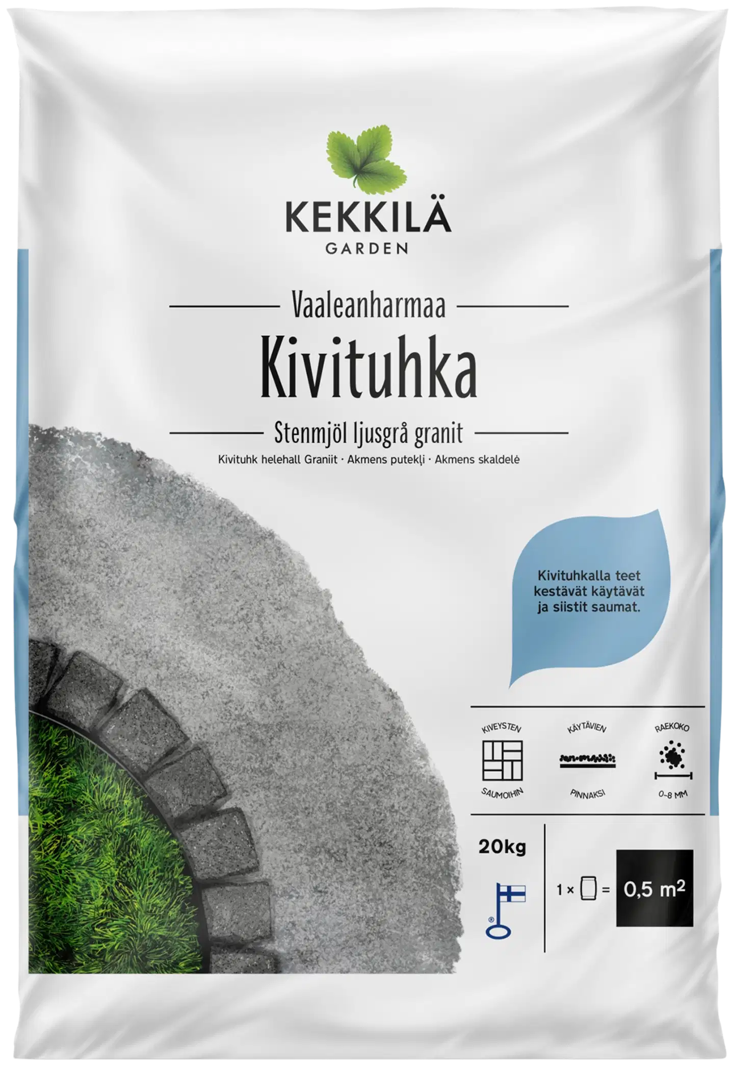 Kekkilä Kivituhka vaaleanharmaa 20 kg, lava 56 säkkiä - 2
