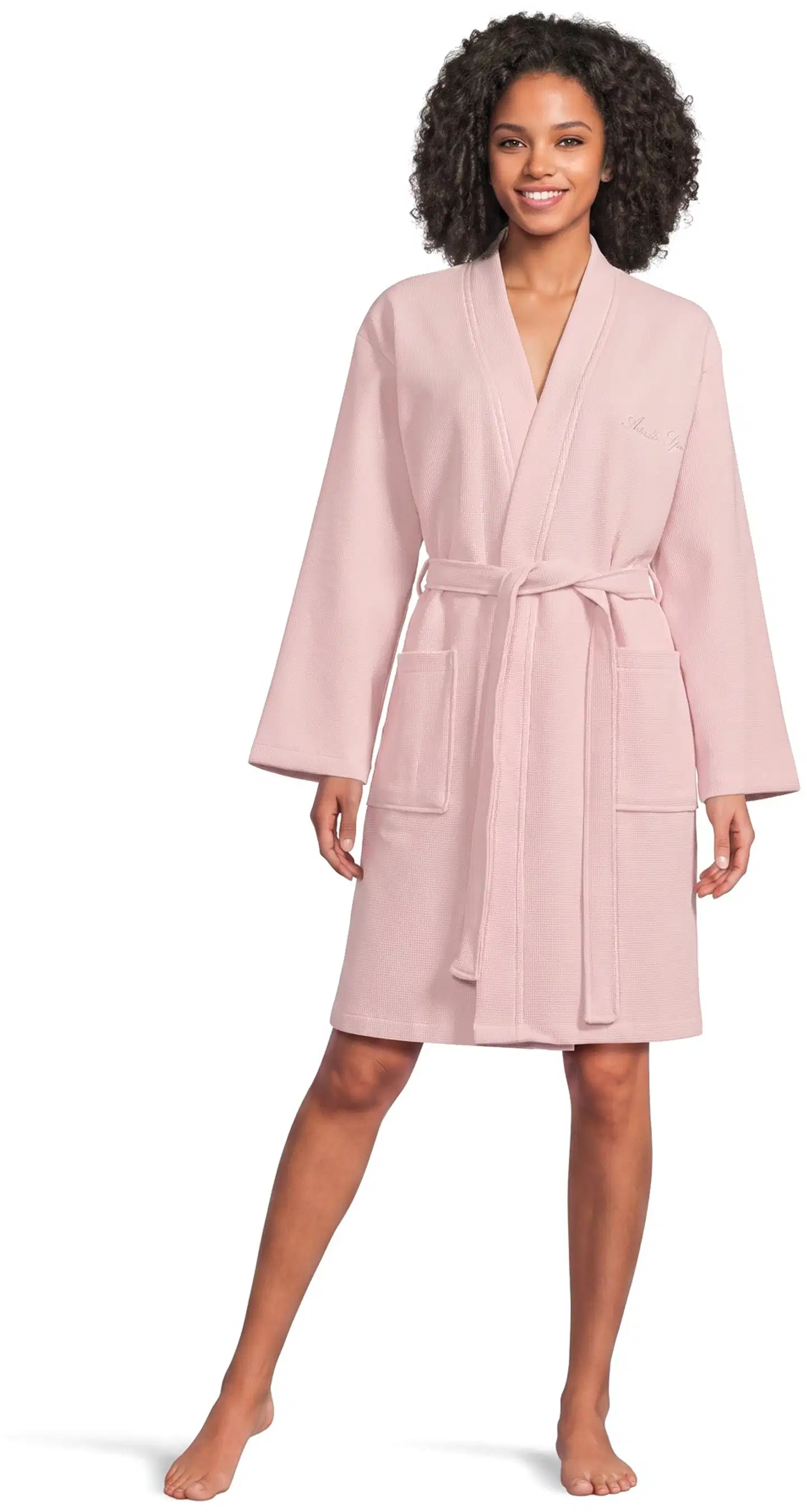 Actuelle naisten kylpytakki vohvelikankaasta 215ASS2001 - Chalk pink - 1