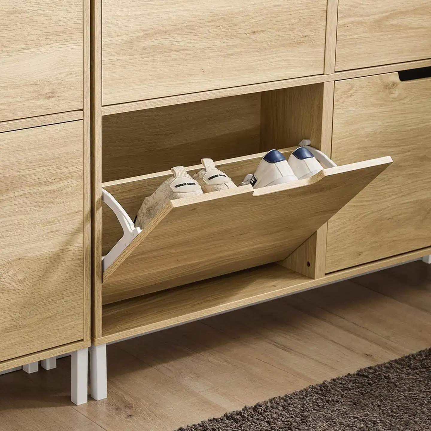 SoBuy kenkäkaappi vaalea tammipuu FSR100-N - 3