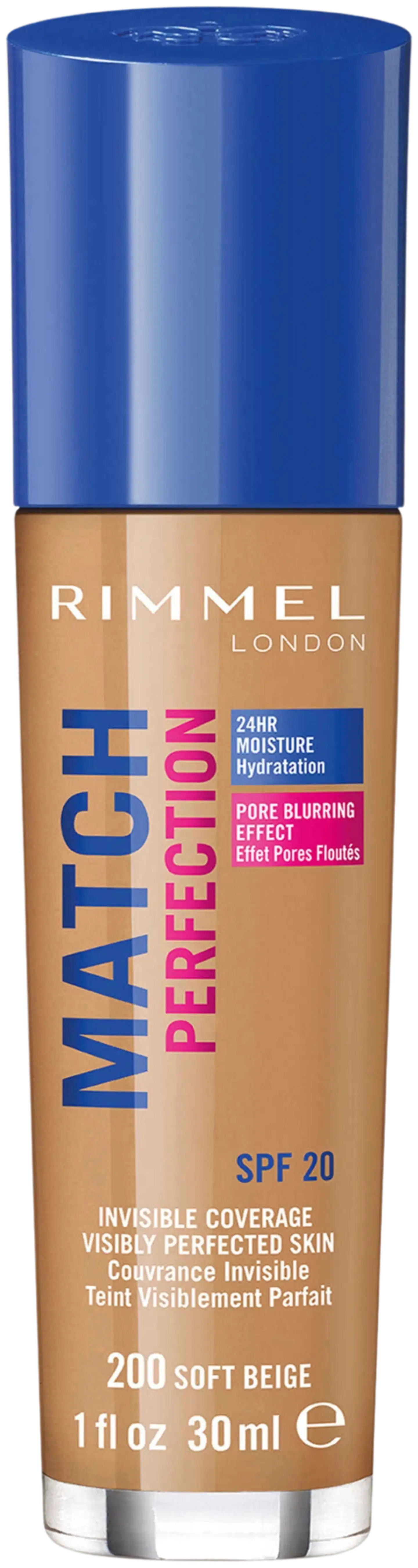 Rimmel 30ml Match Perfection Foundation SPF 20 200 Soft Beige meikkivoide - 1