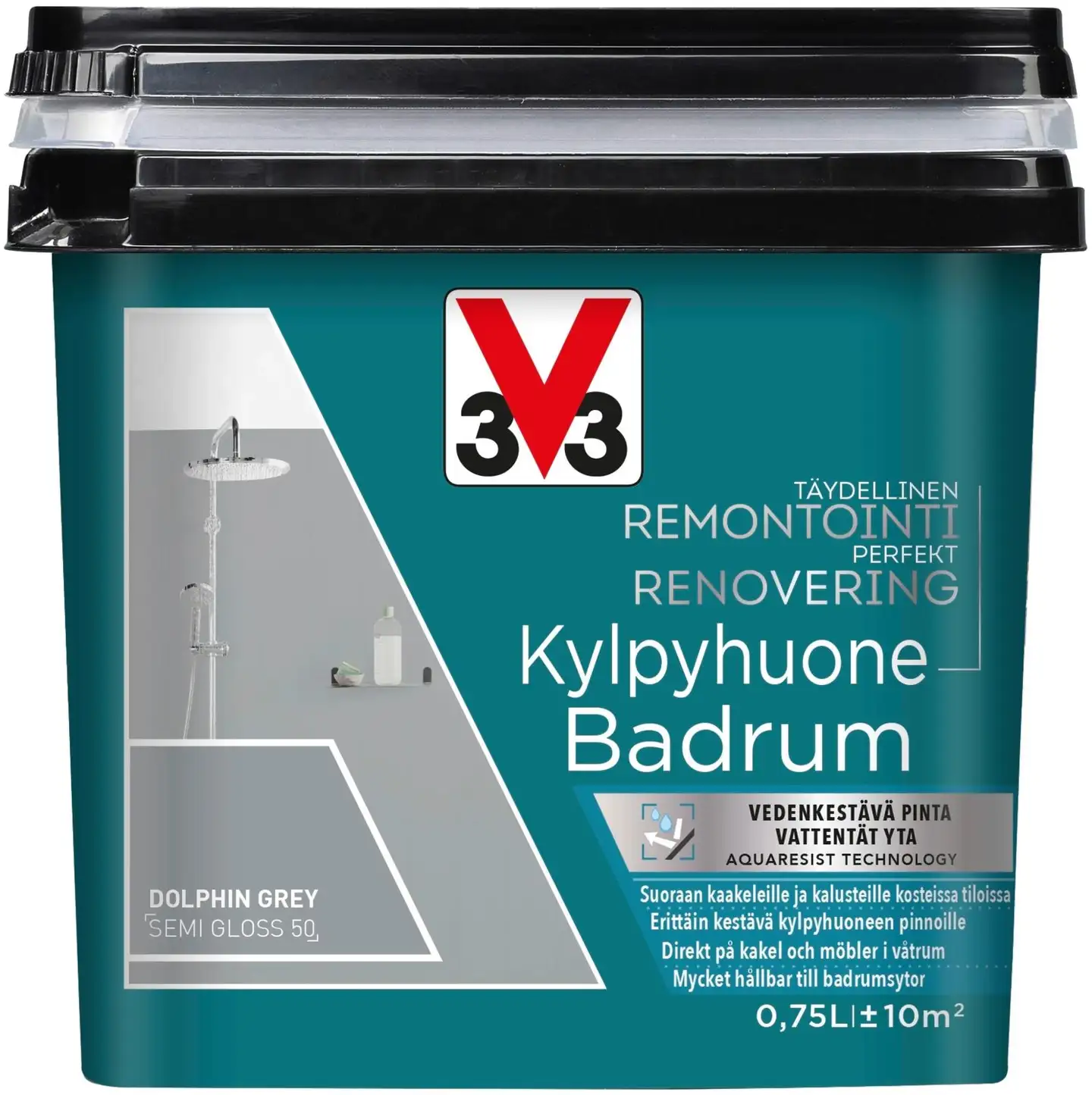 V33 Remontointimaali kylpyhuone 750ml Dolphin grey