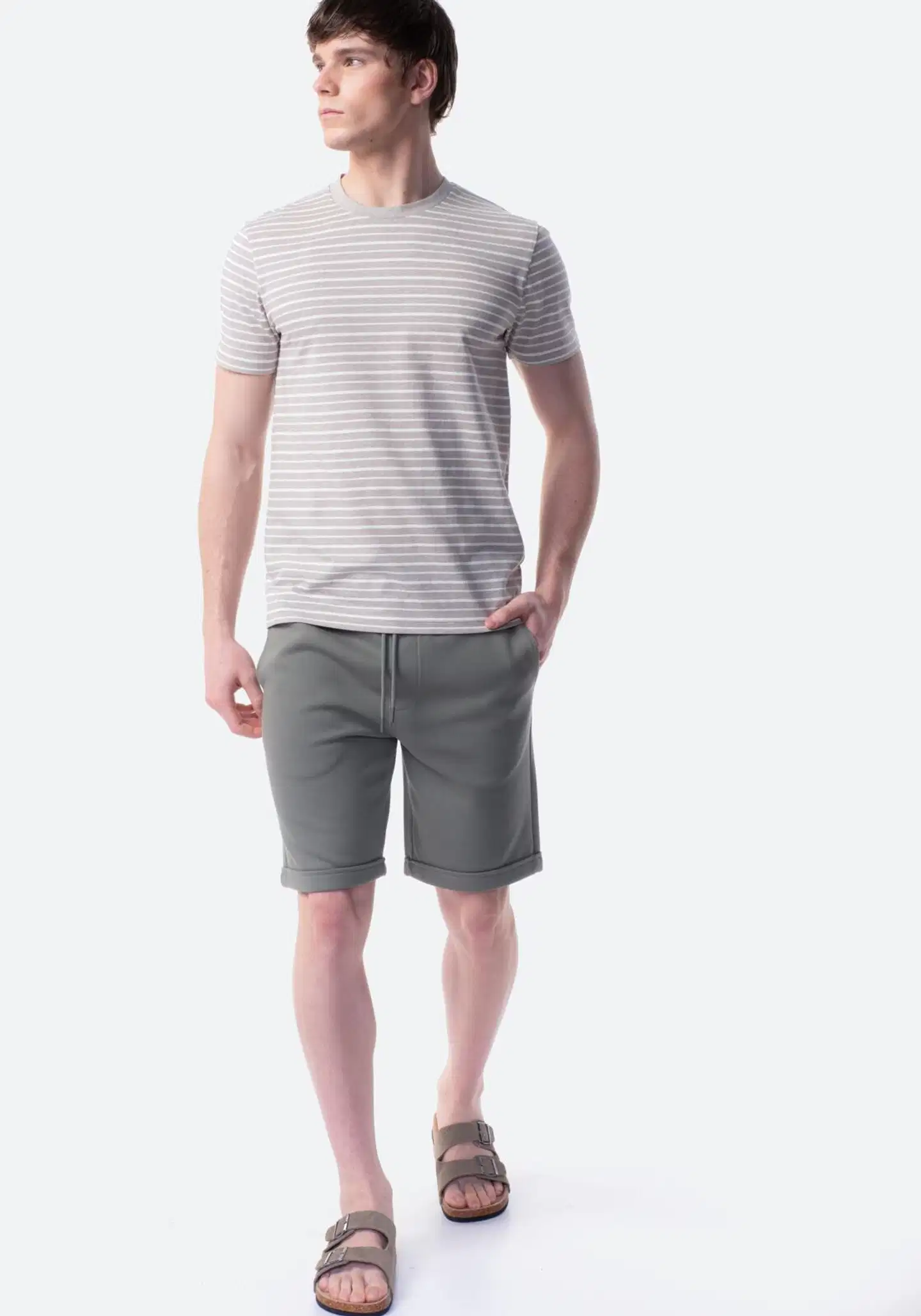TEX miesten pikeekankaiset joggershortsit I275371 - Khaki light - 1