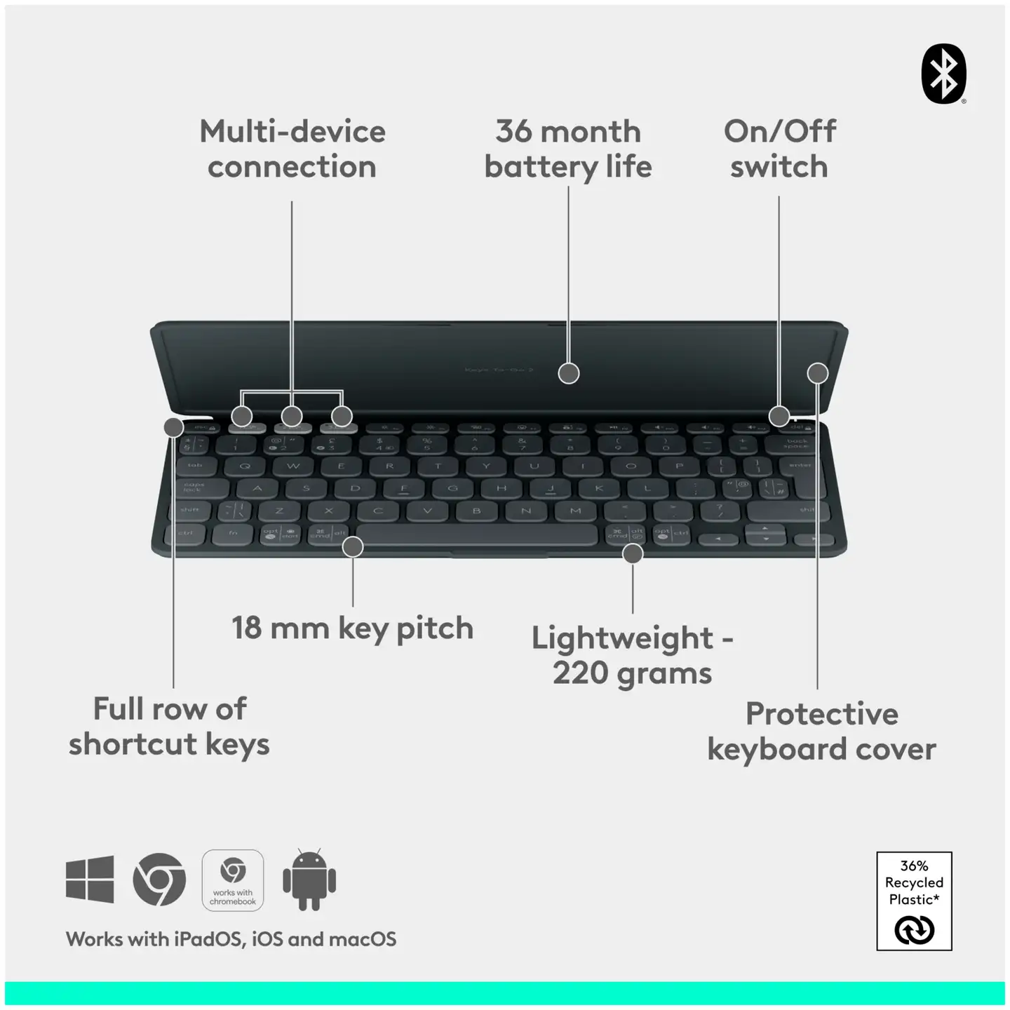 LOGITECH Keys-To-Go 2 - GRAPHITE - 3