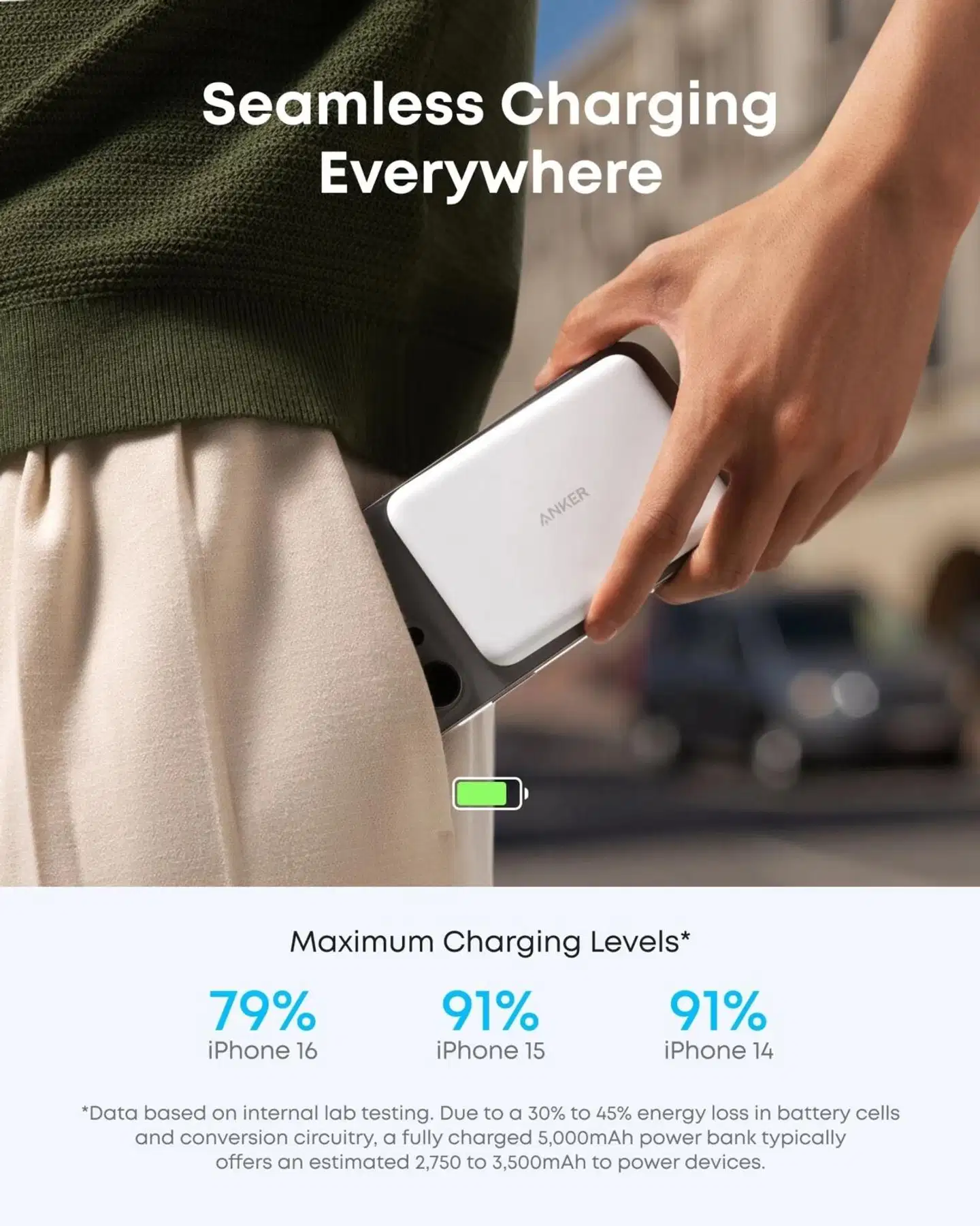 Anker MagGo Power Bank, valkoinen varavirtalähde - 2