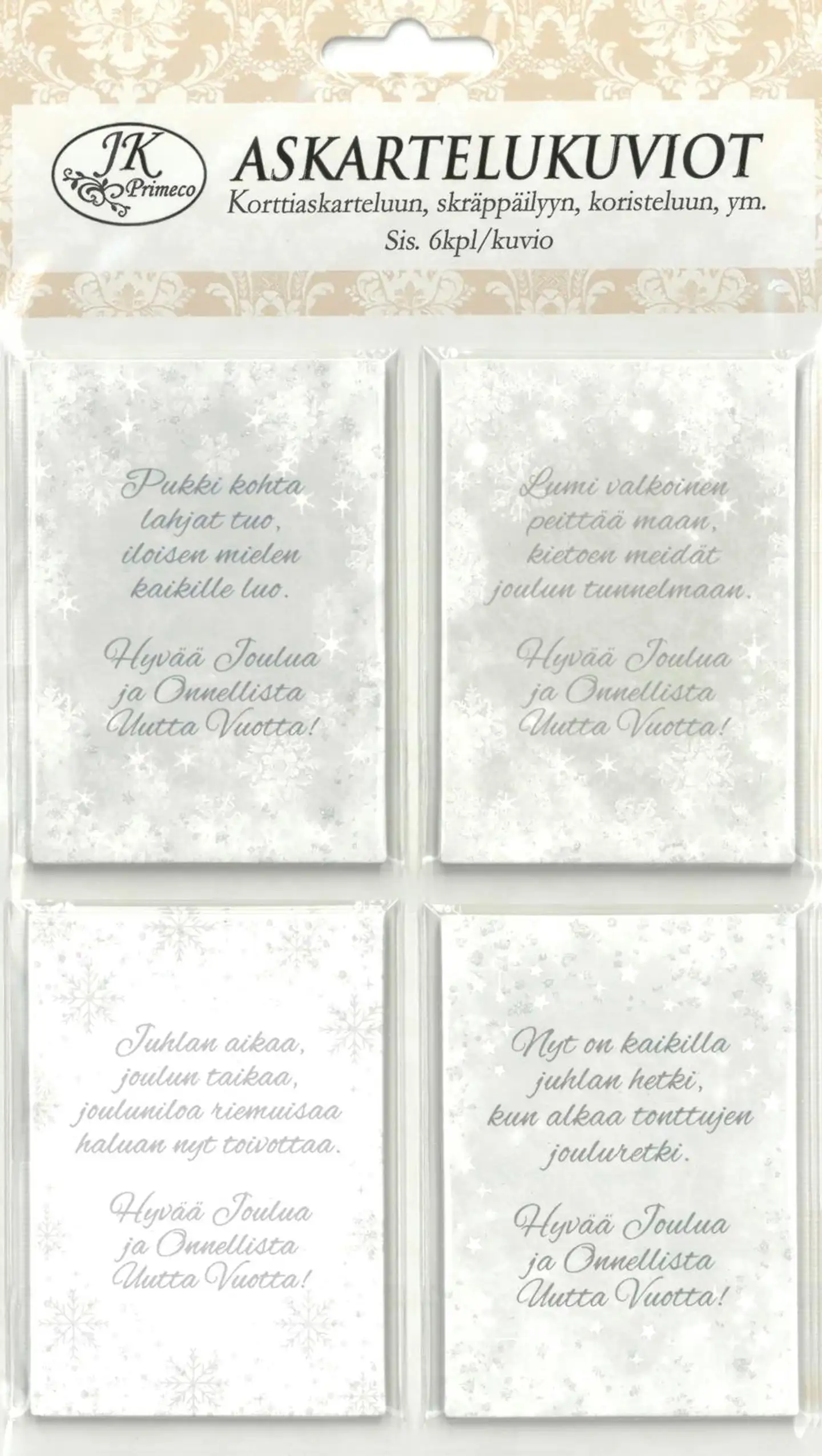 J.K. Primeco Ask.kuvio Joulutoivotukset kulta/hopea