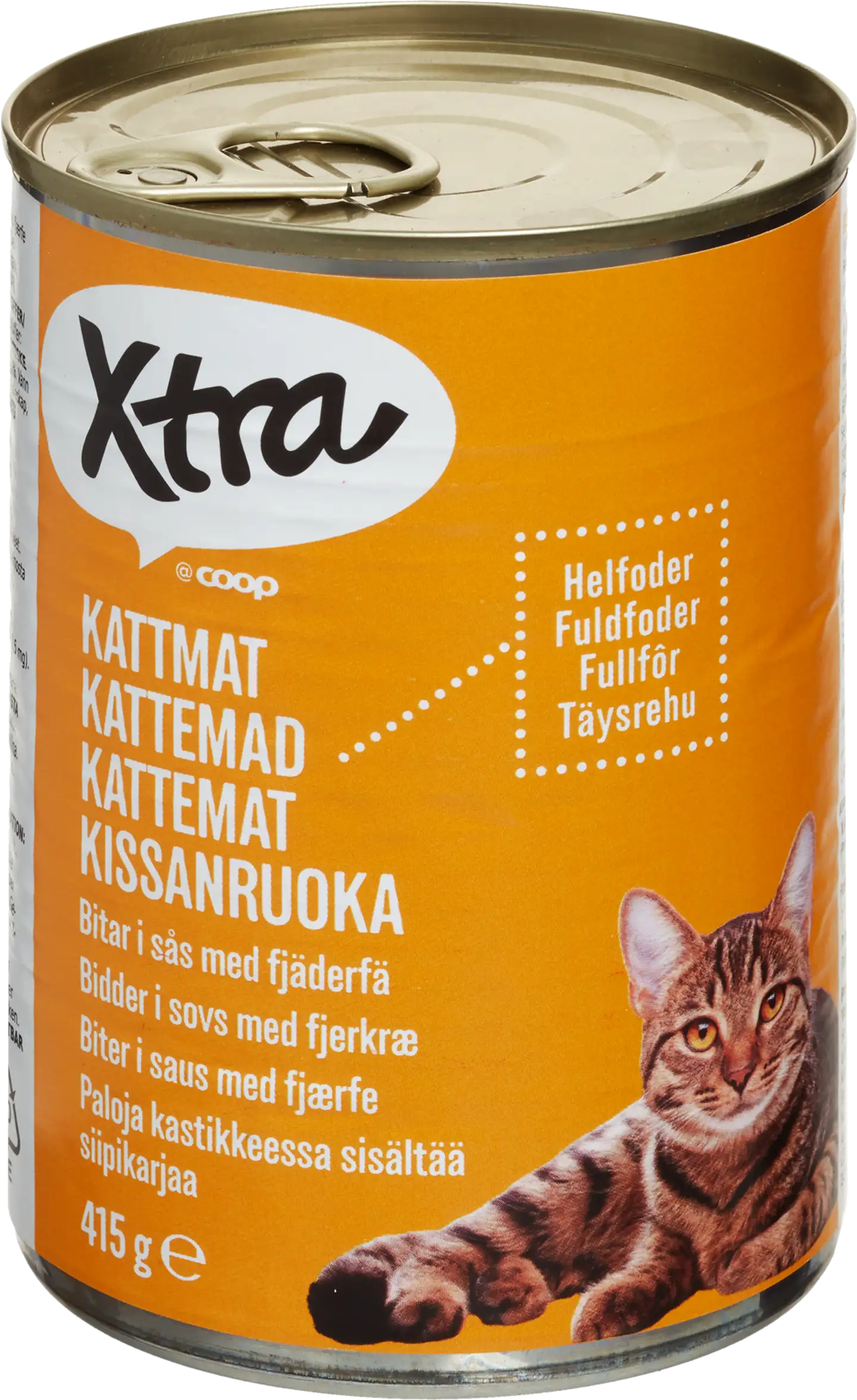 Xtra kissanruoka paloja kastikkeessa, sisältää siipikarjaa 415 g