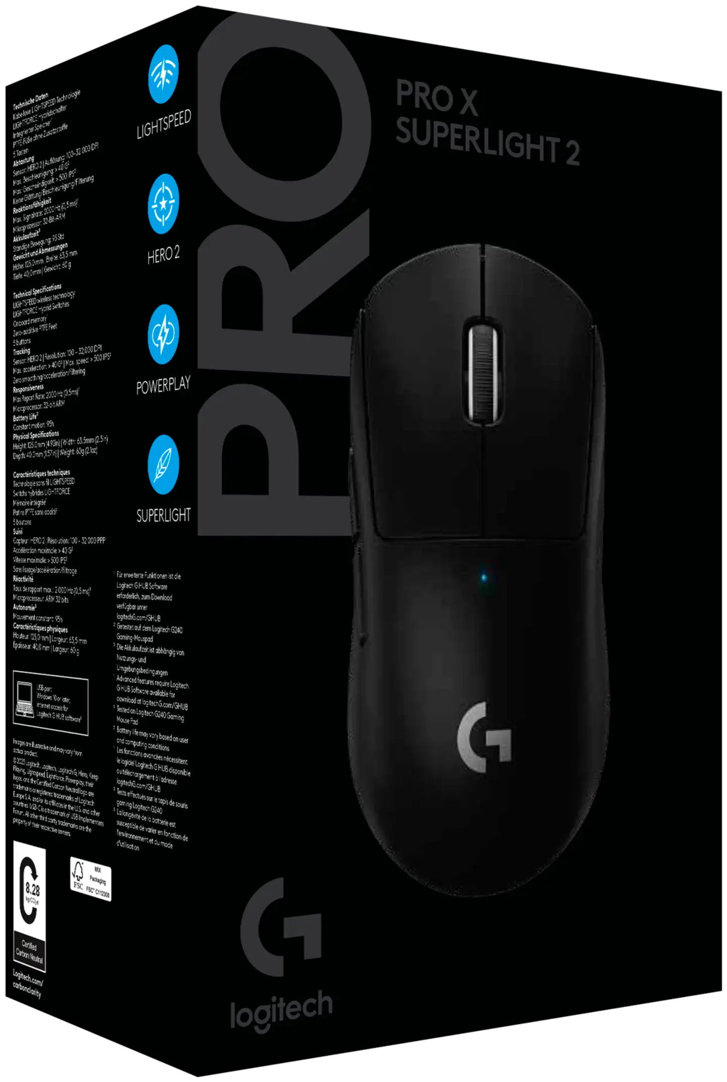 Logitech Pelihiiri G Pro x superlight 2 lightspeed musta - 1