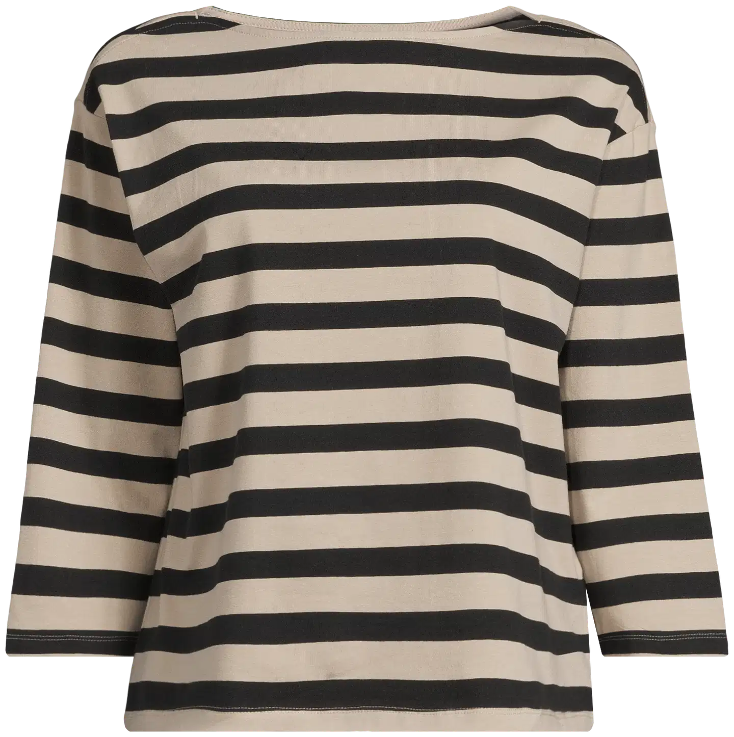 House naisten raidallinen trikoopusero venepääntiellä Rosy - Black&Taupe stripe - 2